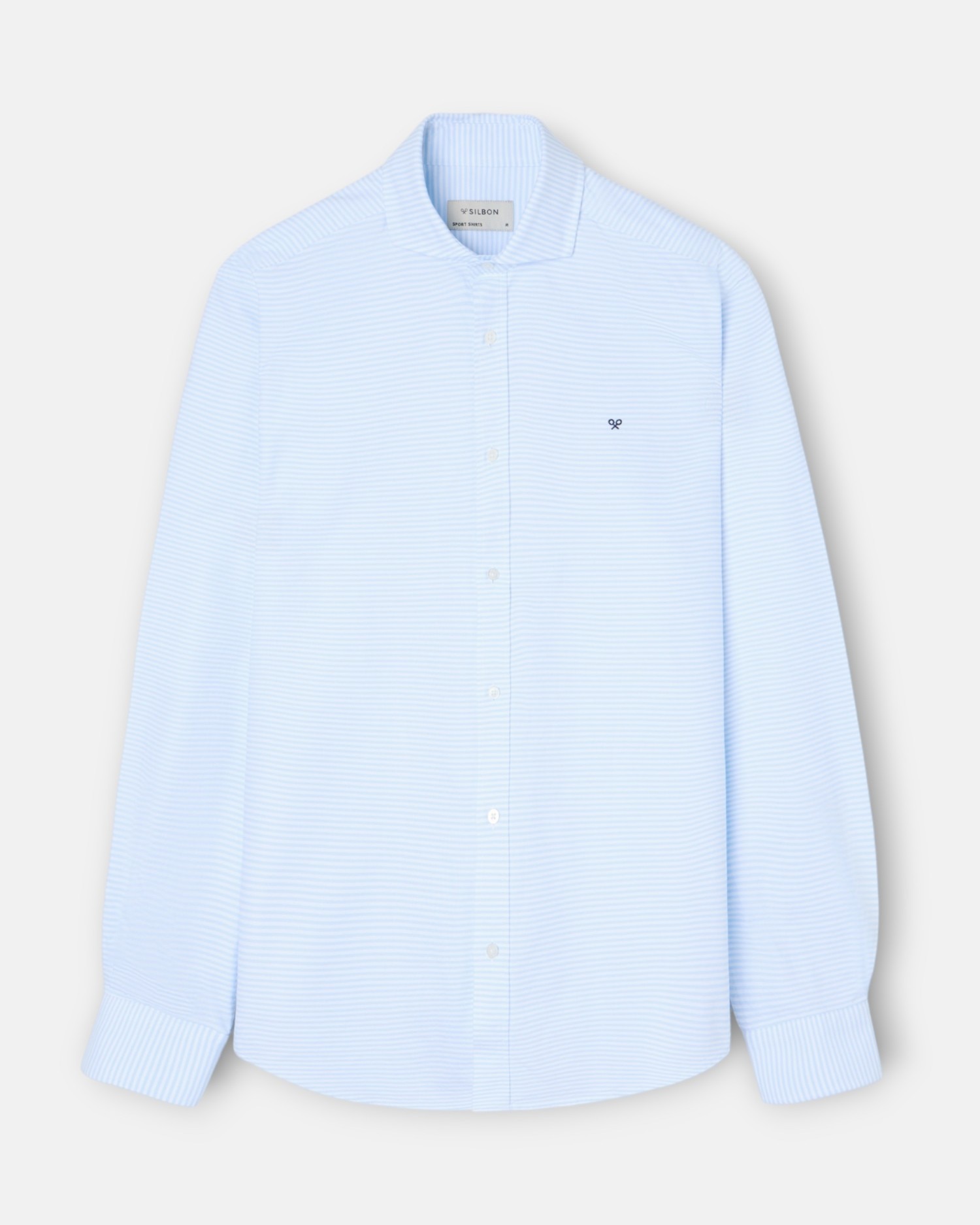 Camisa de hombre sport oxford rayas horizontales - Silbon - Azul celeste Azul celeste-5
