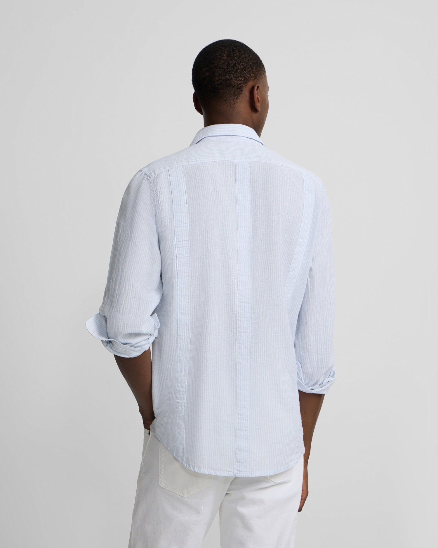 Guayabera sport lino rayas celeste de hombre - Silbon - Azul celeste Azul celeste-2