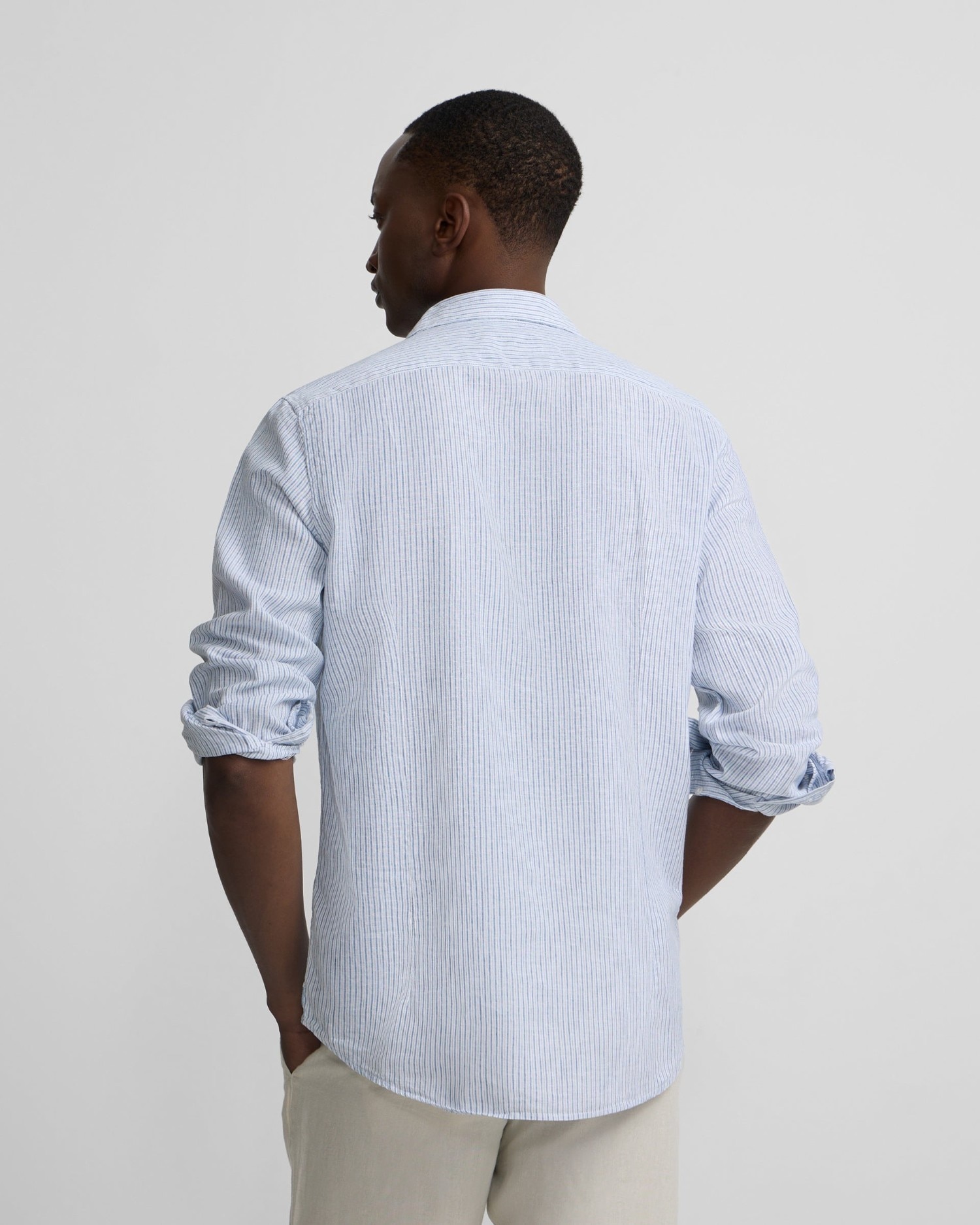 Camisa sport lino multirayas de hombre - Silbon - Azul Azul-2