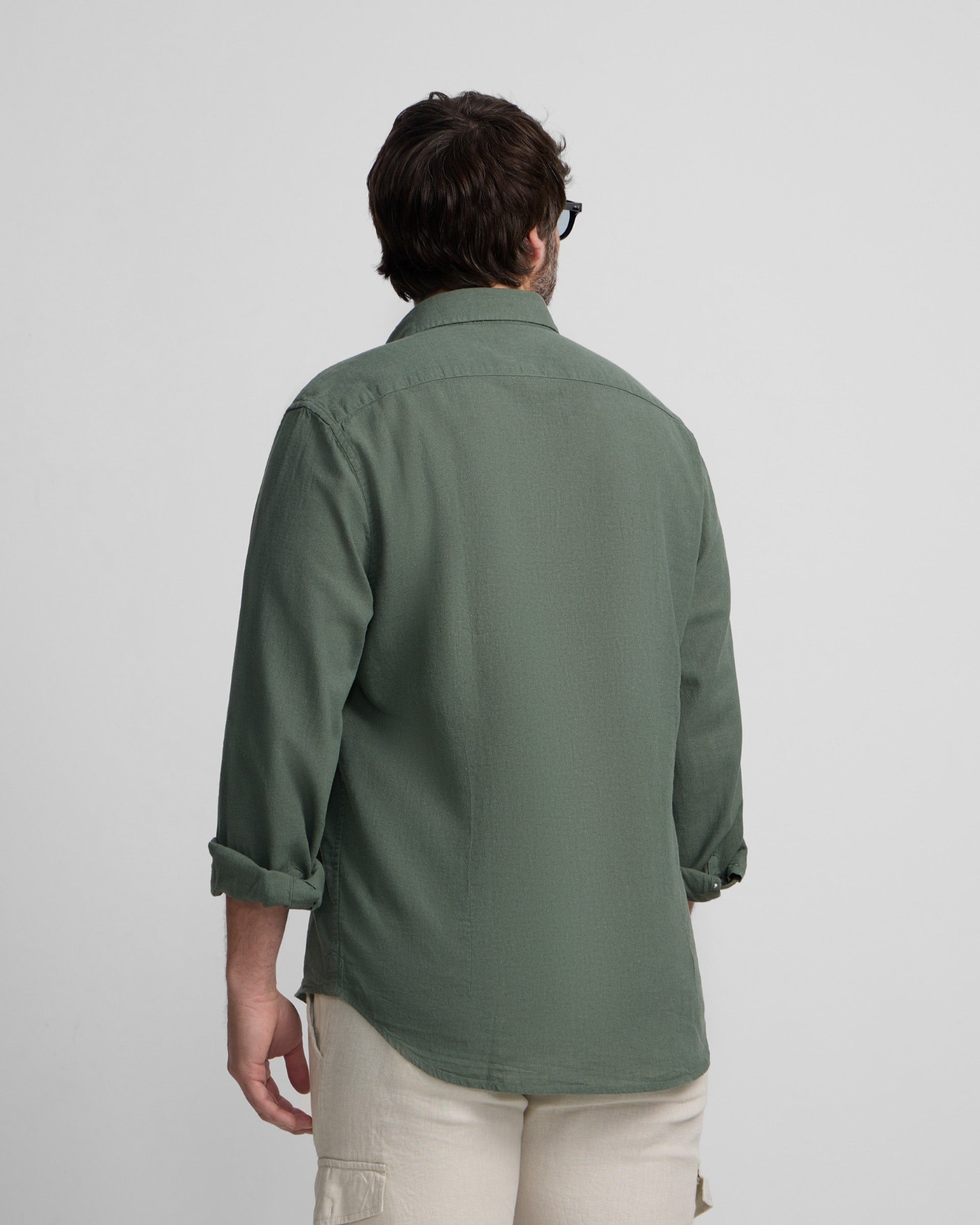 Camisa sport lino de hombre - Silbon - Verde oscuro Verde oscuro-2