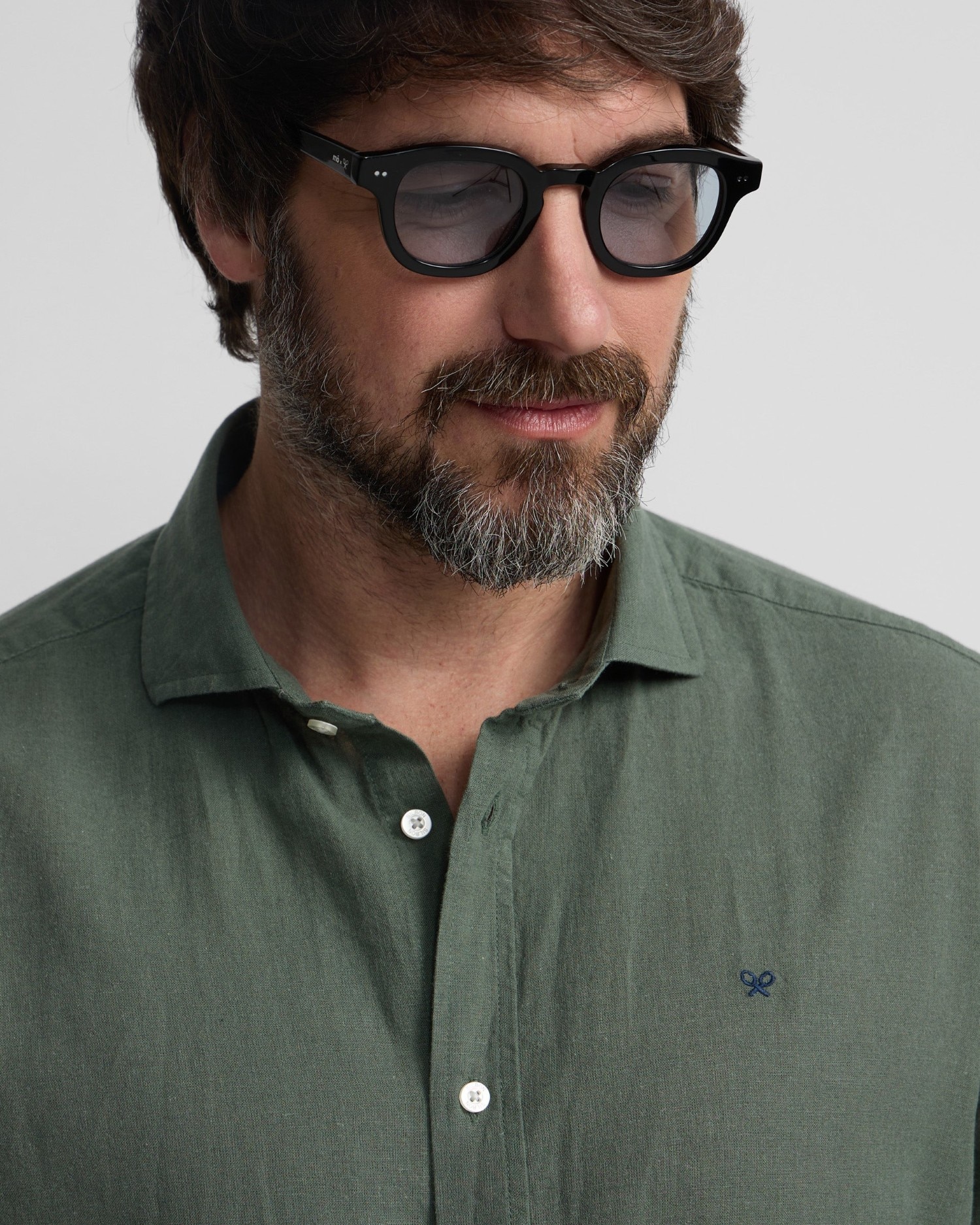 Camisa sport lino de hombre - Silbon - Verde oscuro Verde oscuro-3