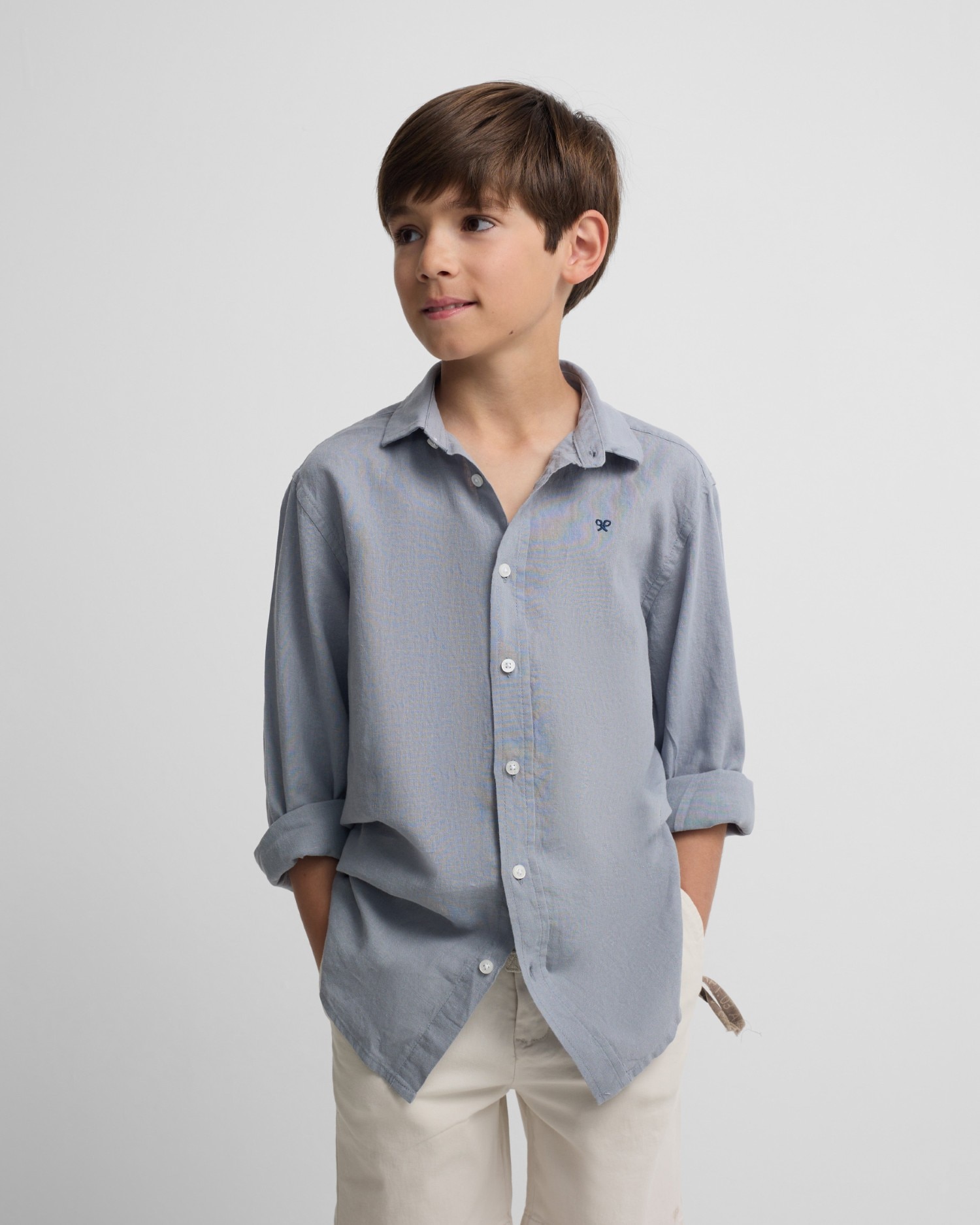 Imagen 0 de Camisa sport de niño lino Azul