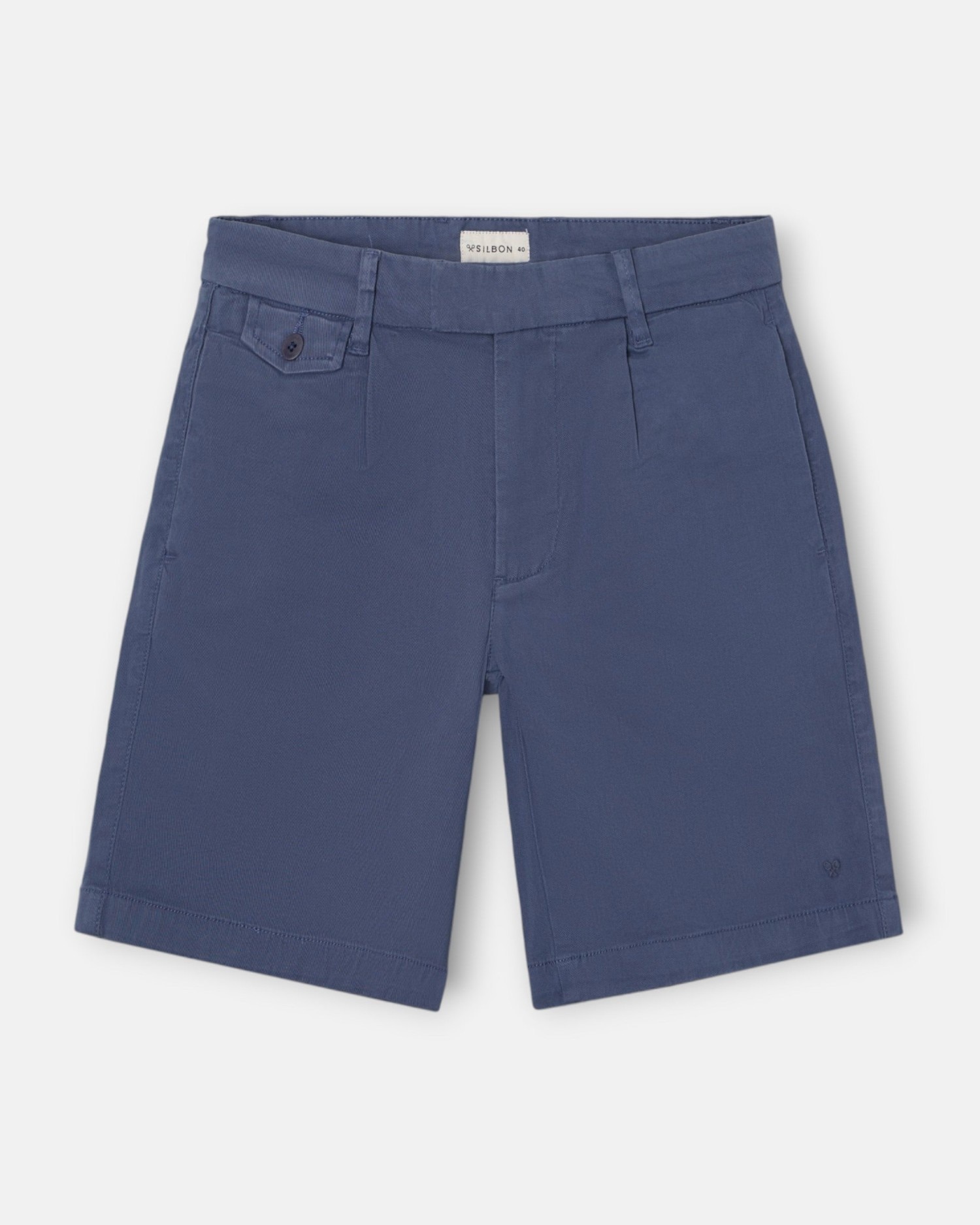 Bermuda clásica pinza de hombre - Silbon - Azul índigo Azul índigo-1