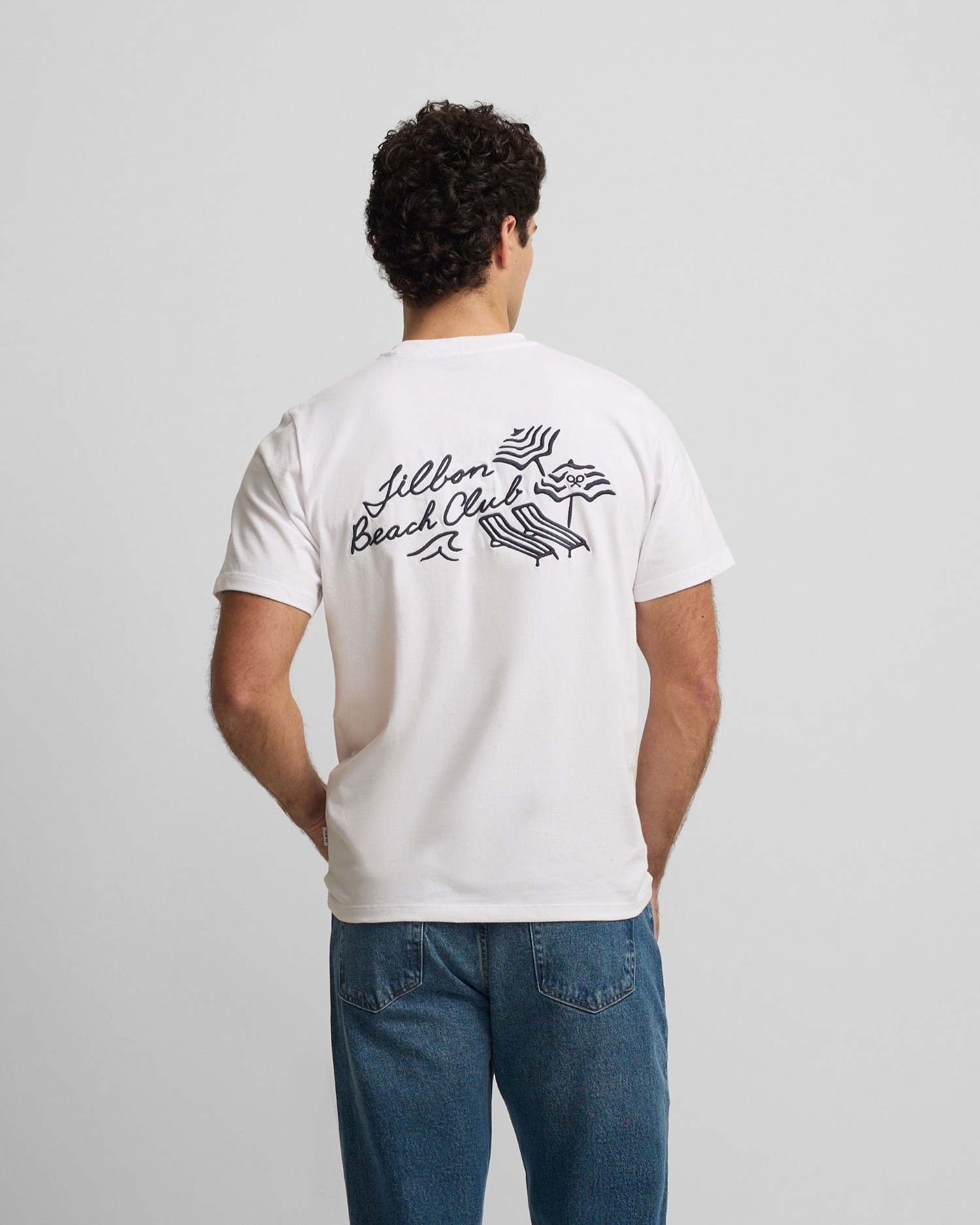 Camiseta de Manga corta beach club blanca para hombre - Silbon - Rosa claro Blanco-2