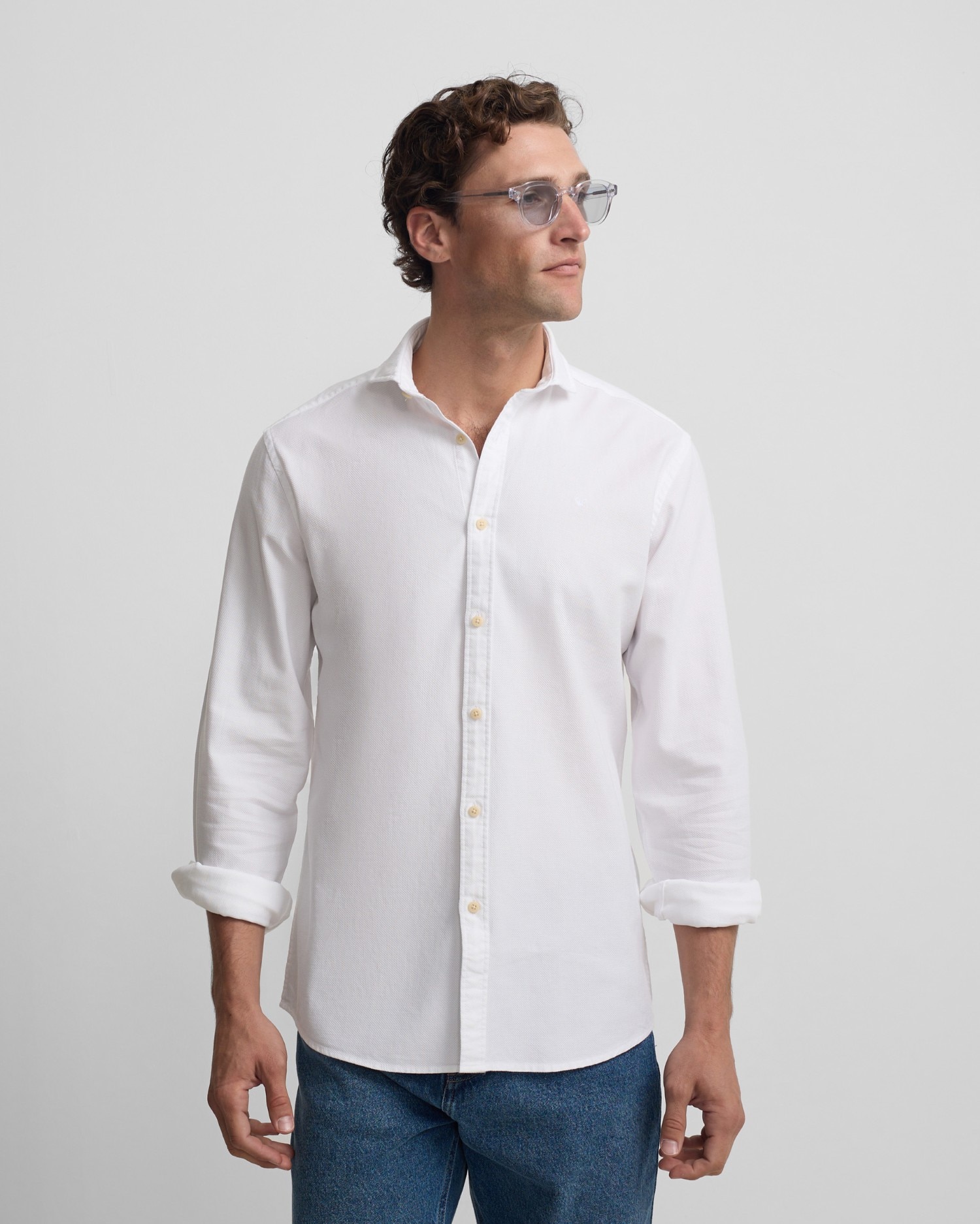 Silbon - Camisa sport estructura logo blanco para hombre.
