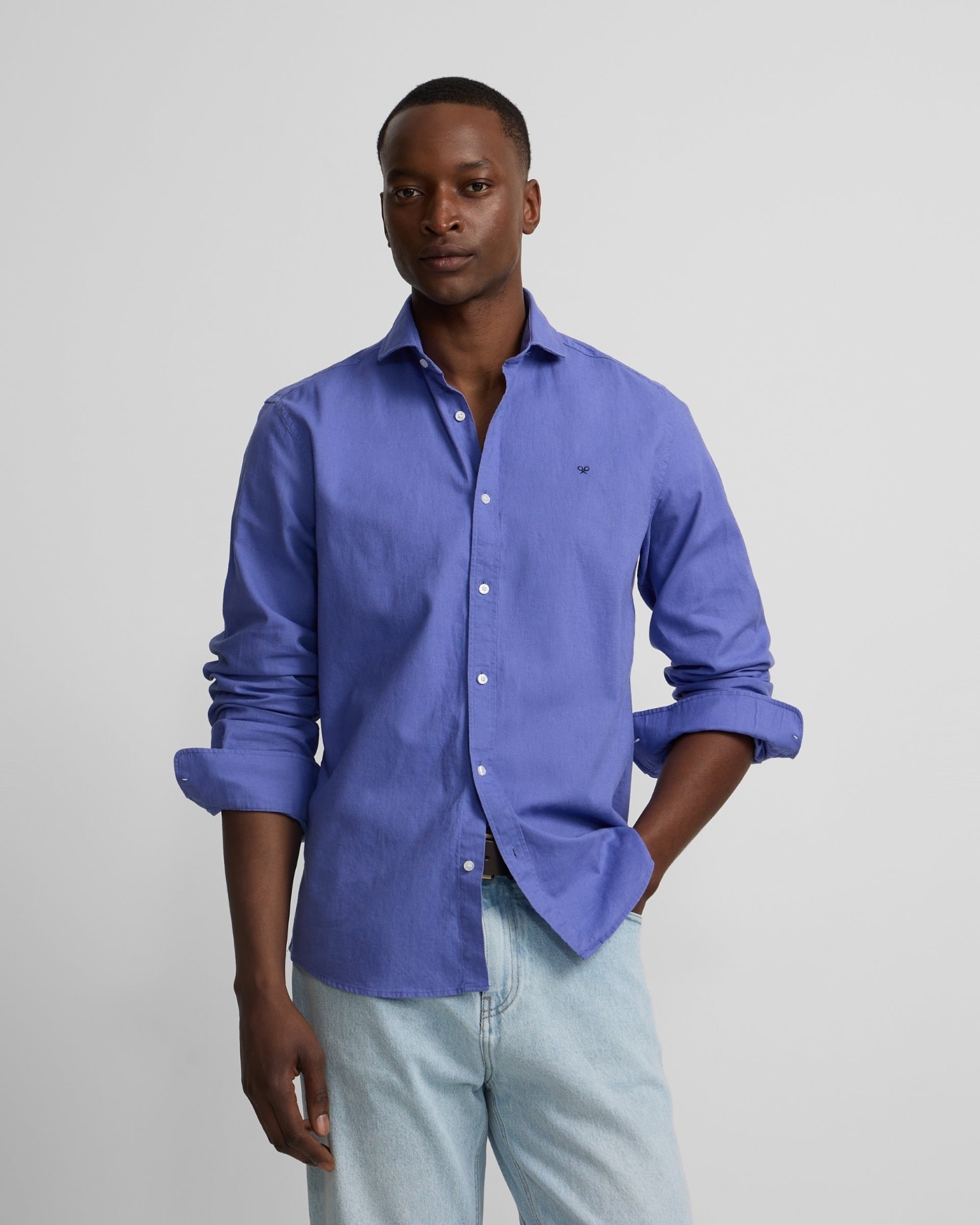 NO.6-180Paulsmithリネン100長袖シャツ　ピンク×サックスブルー Camisa sport summer lino de hombre Azul Silbon · El Corte Inglés