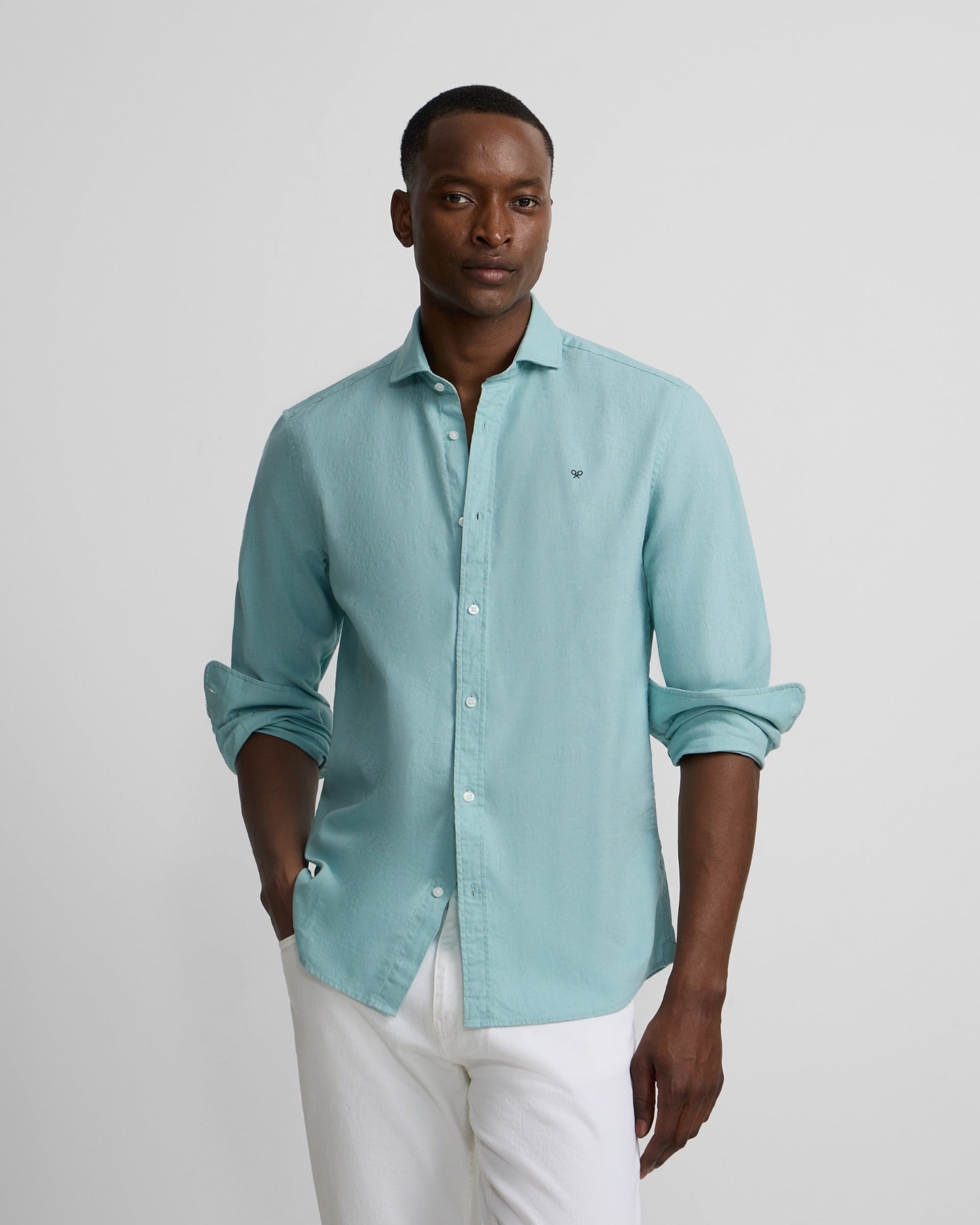 Camisa sport summer lino de hombre - Silbon - Aguamarina Aguamarina-1