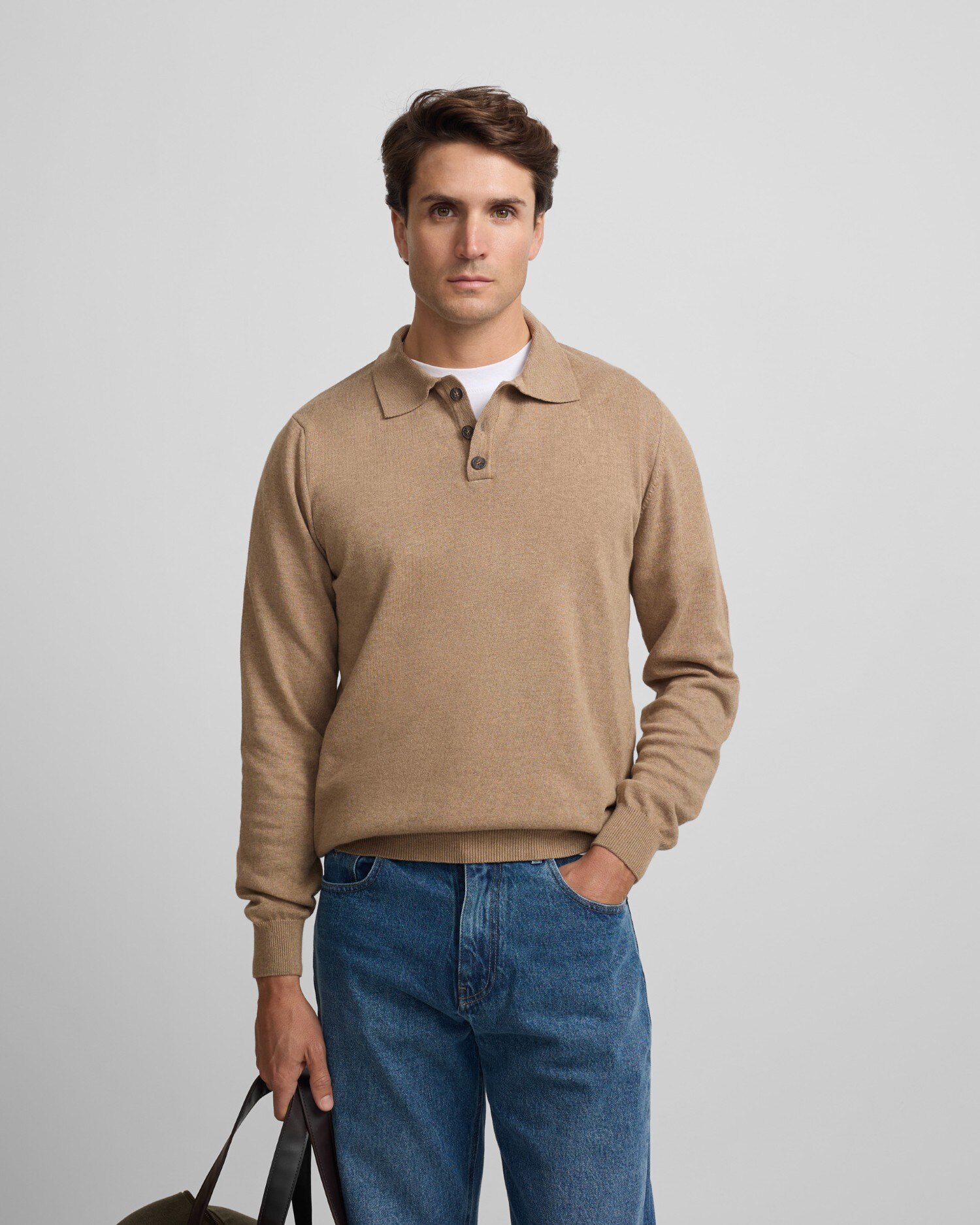 Imagen 0 de Jersey de hombre cuello polo beige claro Beige
