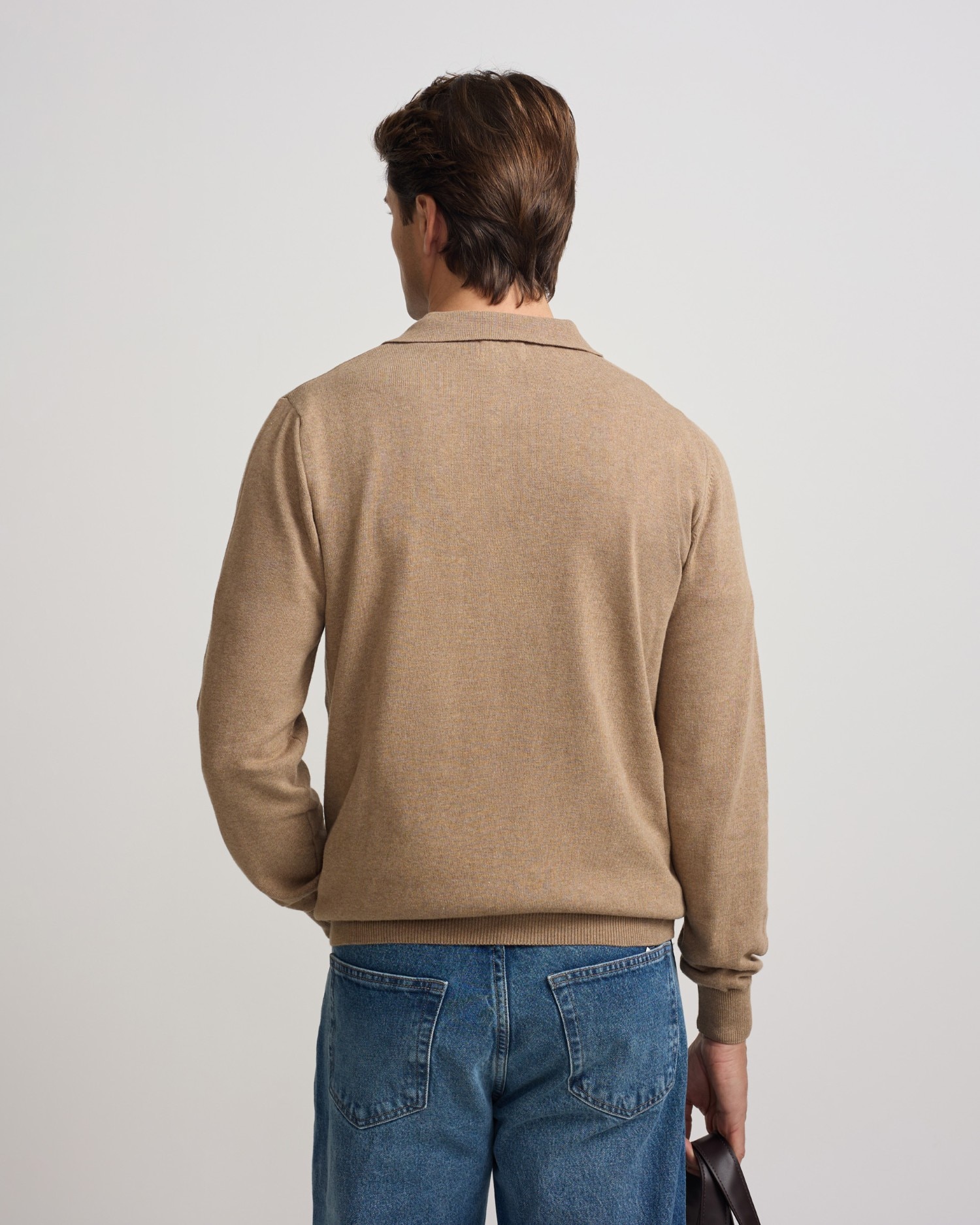 Jersey de hombre cuello polo beige claro - Silbon - Beige Beige-2
