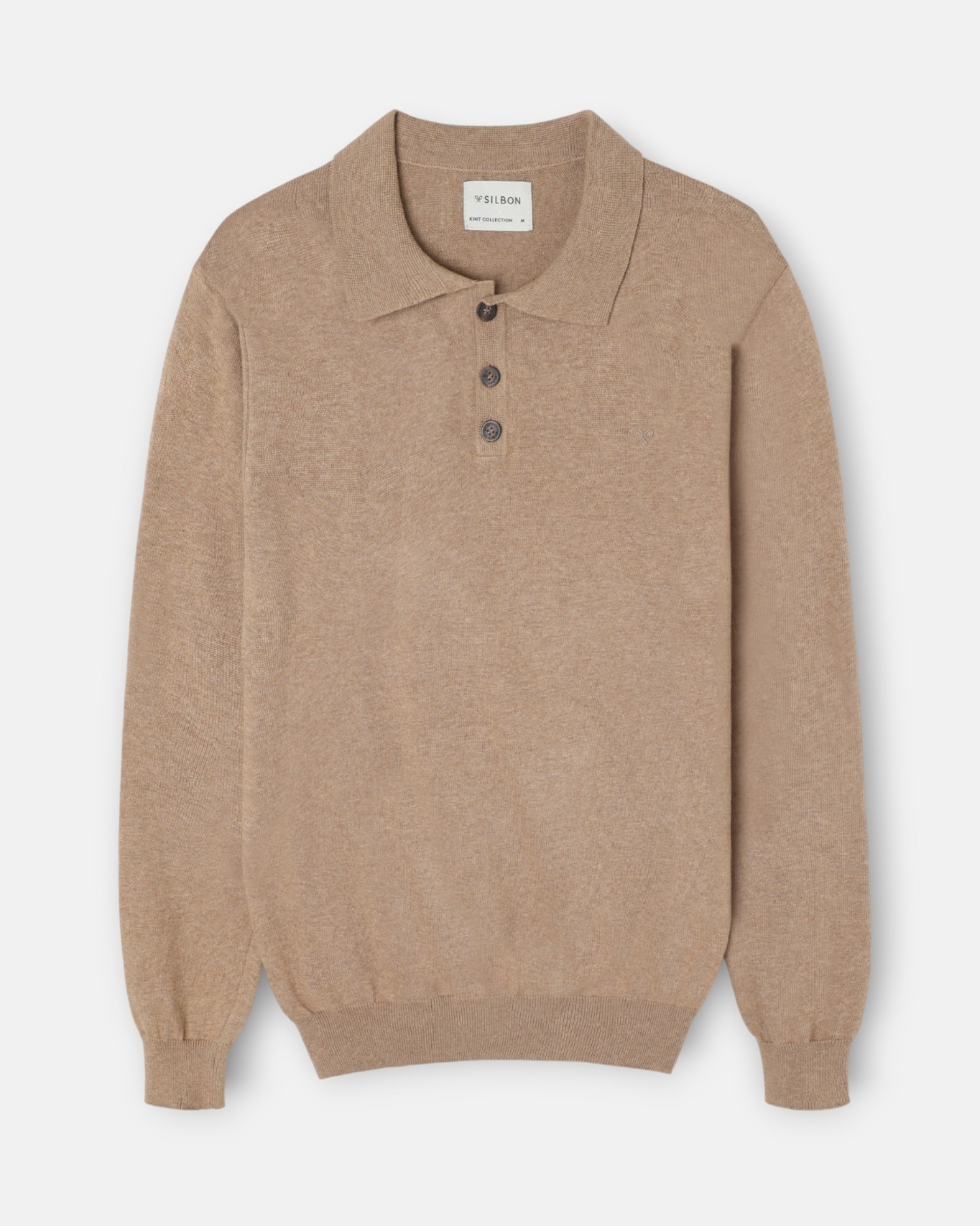 Jersey de hombre cuello polo beige claro - Silbon - Beige Beige-5