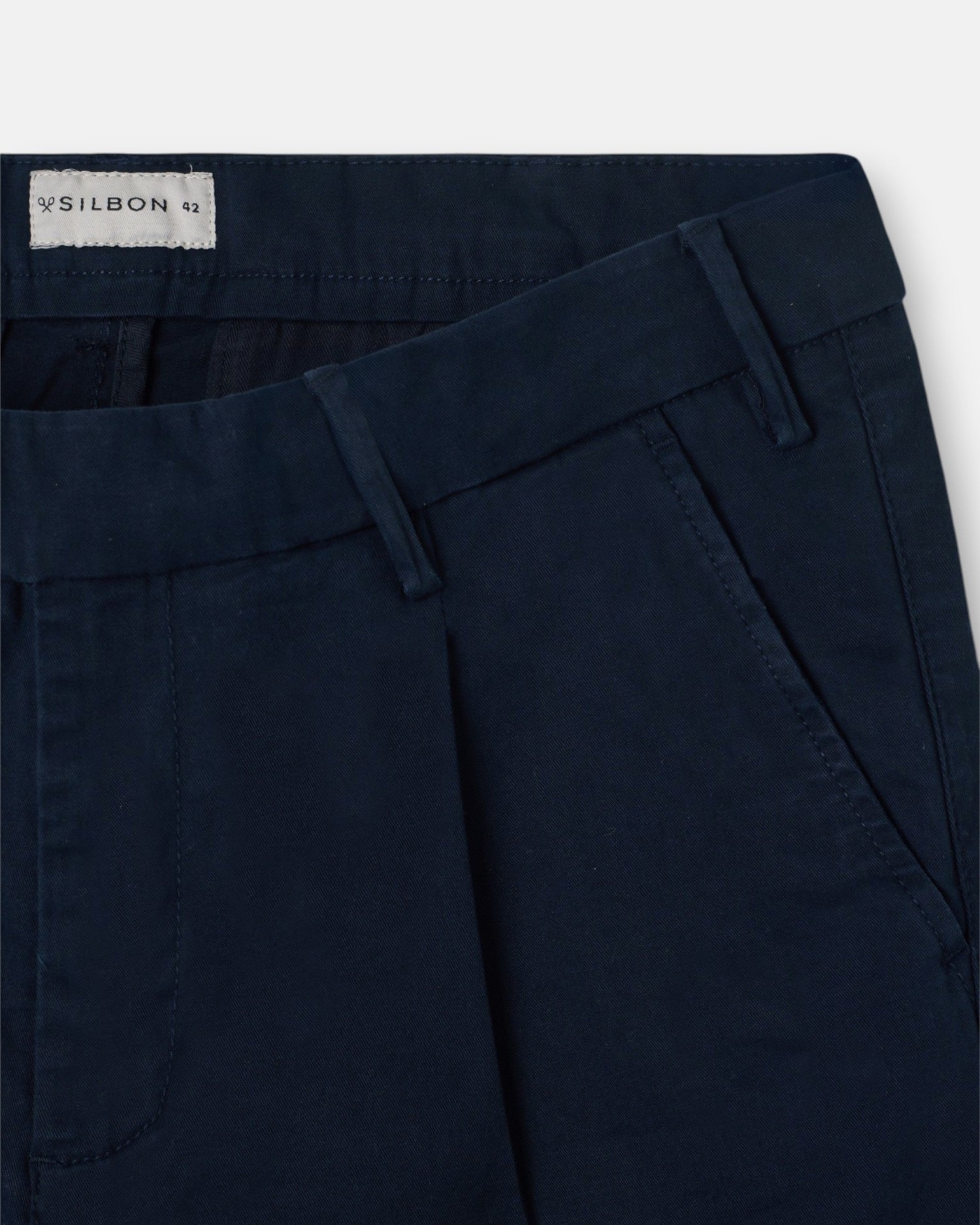 Pantalón sport chino pinzas azul azul marino de hombre - Silbon - Azul marino Azul marino-2