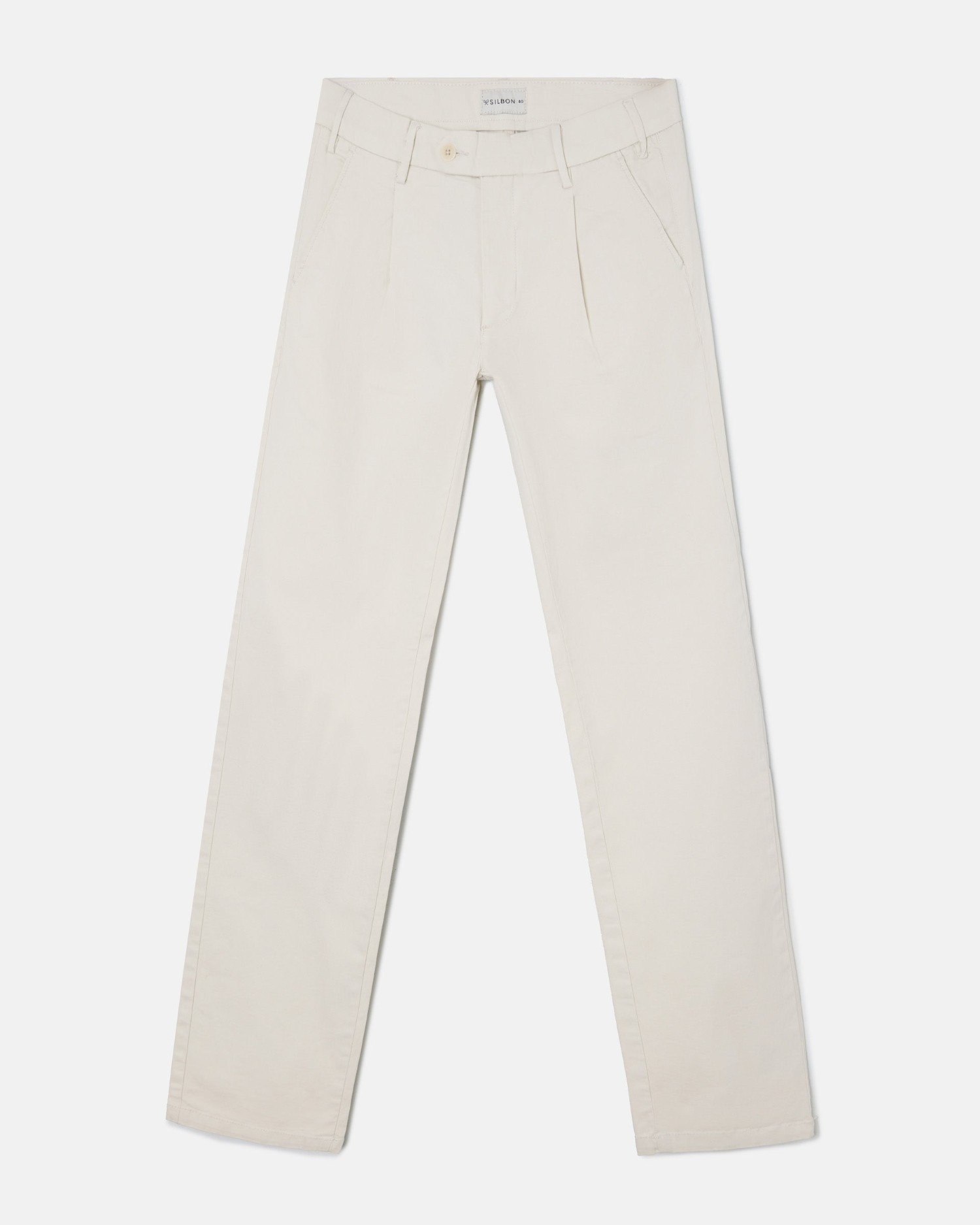 Silbon - Pantalón sport chino pinzas de hombre piedra.