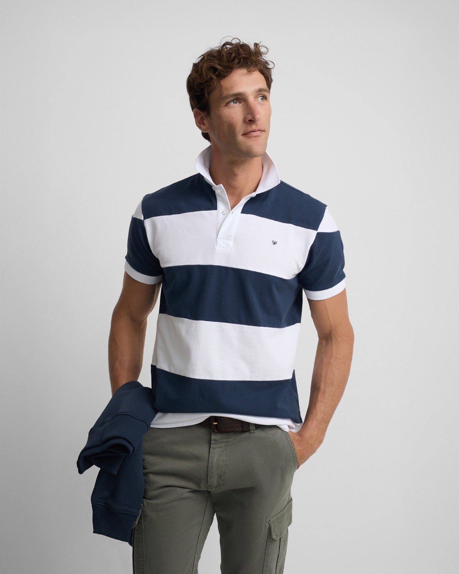 Imagen 0 de Polo manga corta rayas anchas azul marino de hombre Azul marino