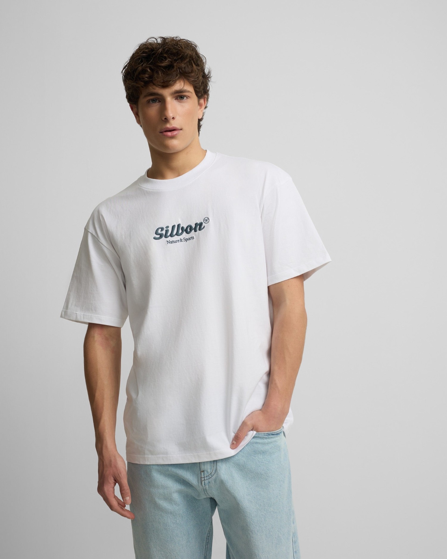 Silbon - Camiseta de Manga corta nature blanco para hombre.