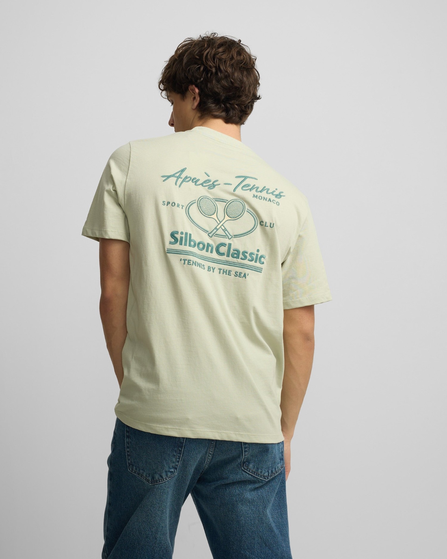 Camiseta de Manga corta apres tennis blanco para hombre - Silbon - Verde claro Verde claro-2