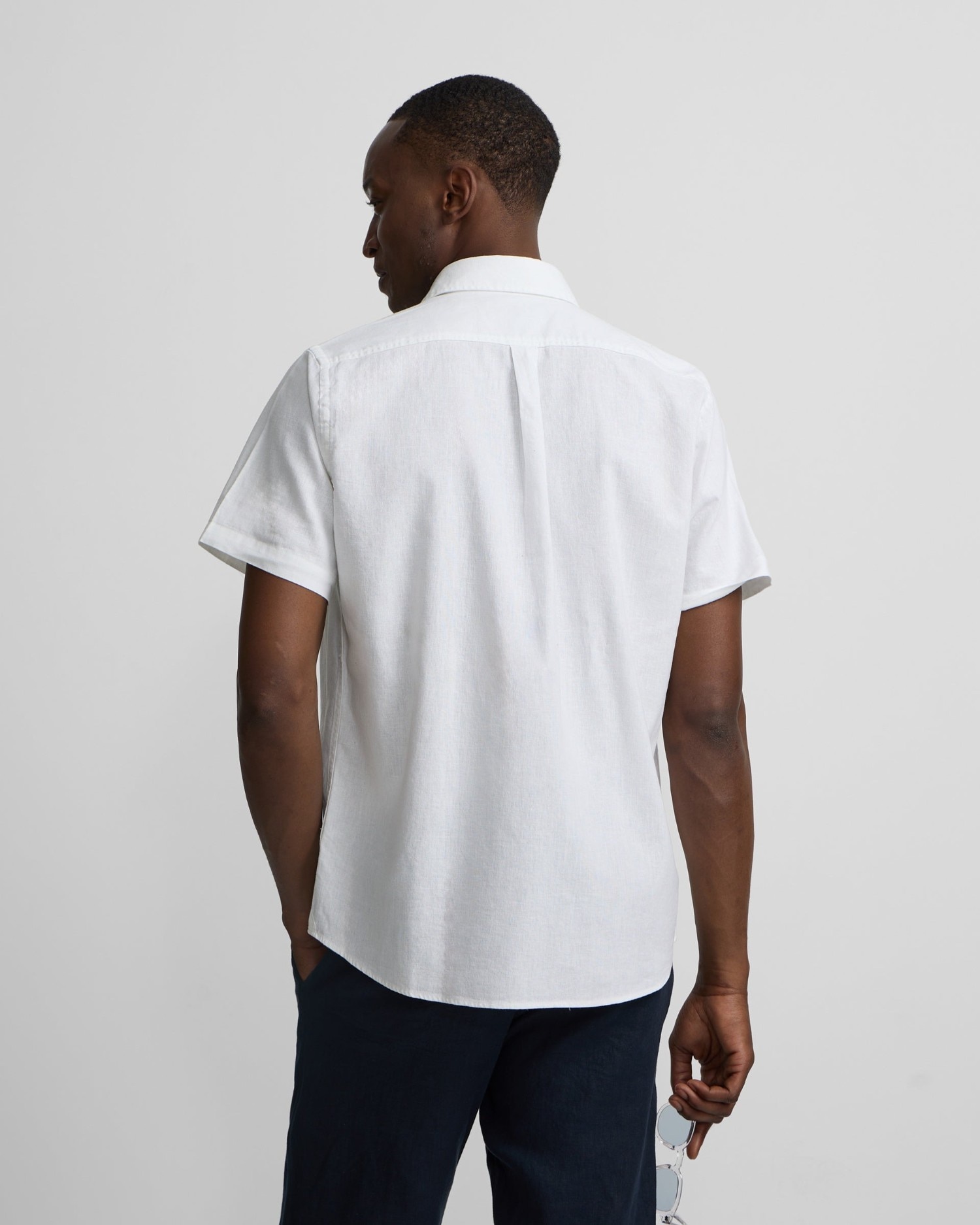 Camisa manga corta lino blanca de hombre - Silbon - Blanco Blanco-2