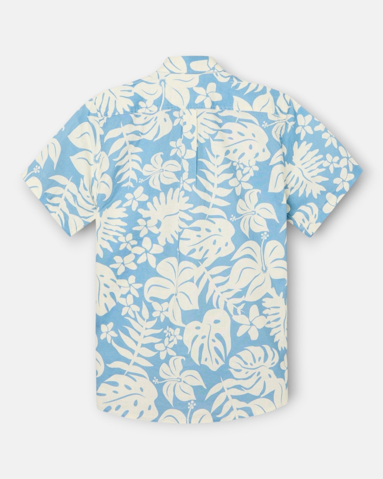 Camisa de mujer manga corta lino estampado - Silbon - Azul Azul-3