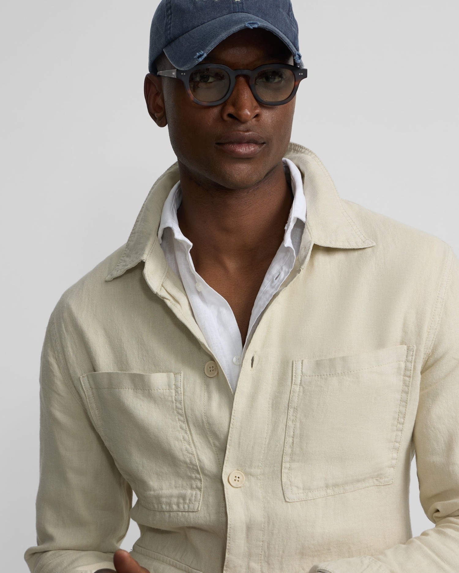 Sobrecamisa lino de hombre - Silbon - Beige Beige-3