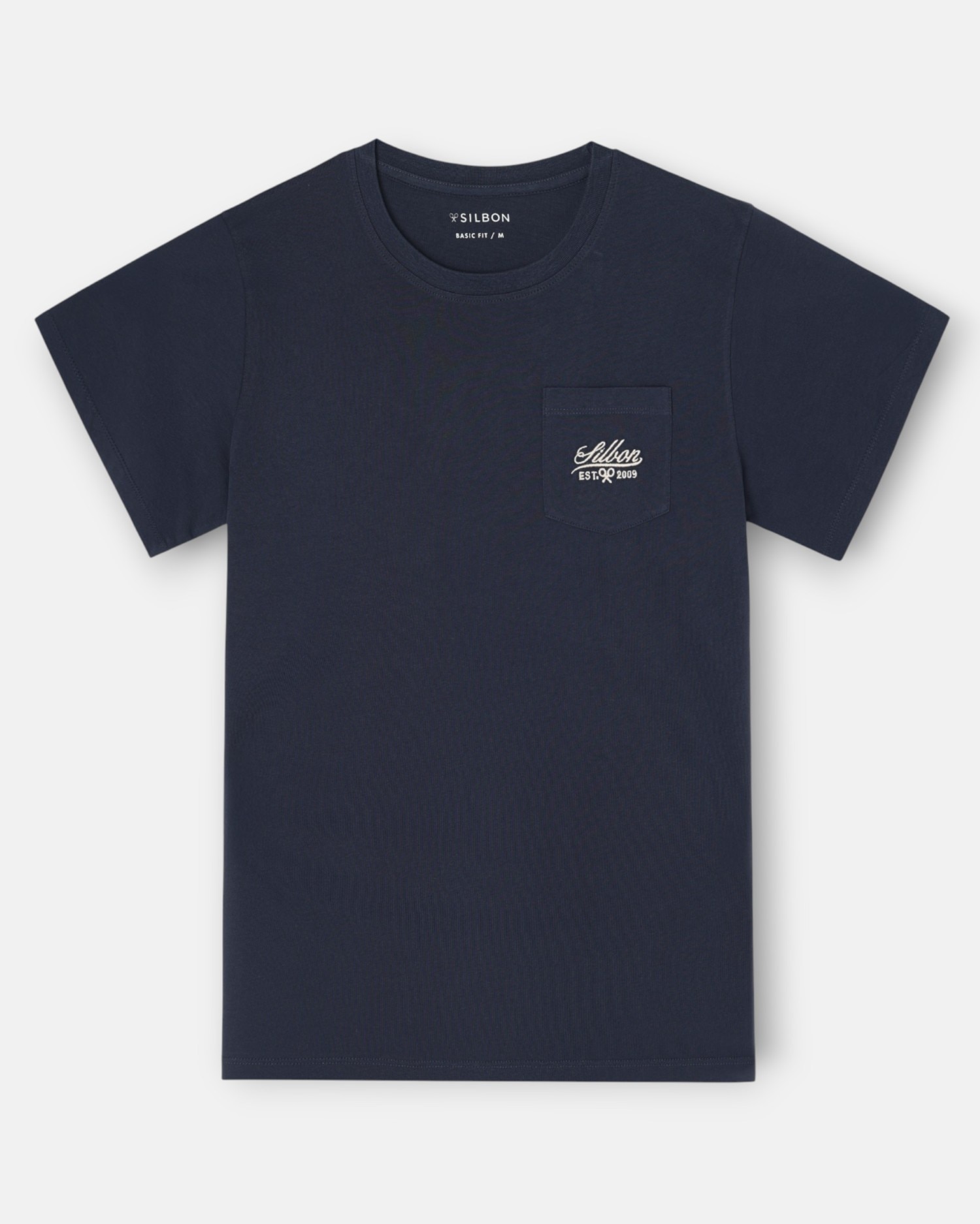 Camiseta bolsillo garmet dye blanco para hombre - Silbon - Azul marino Azul marino-5