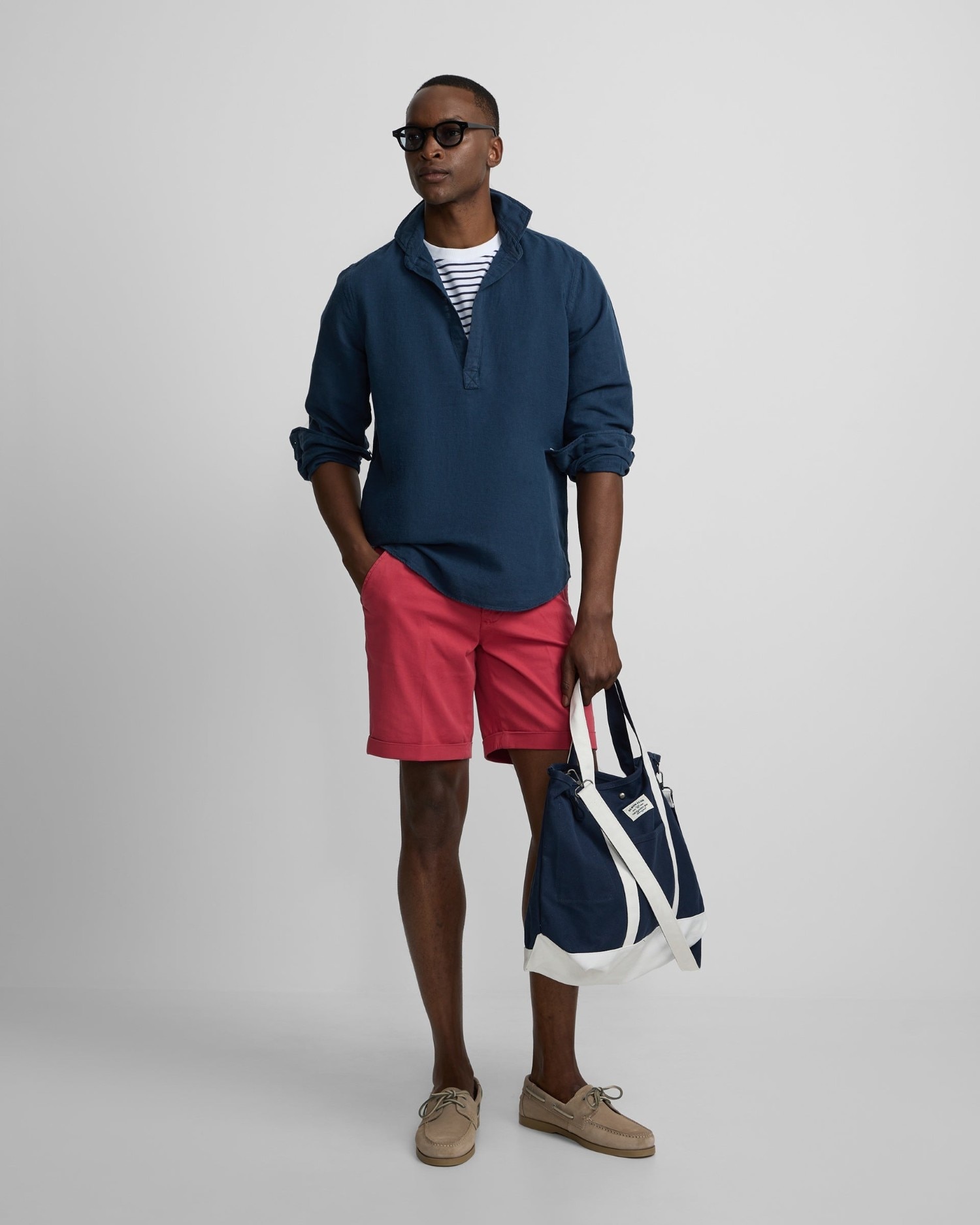 Polera lino lisa de hombre - Silbon - Azul marino Azul marino-3