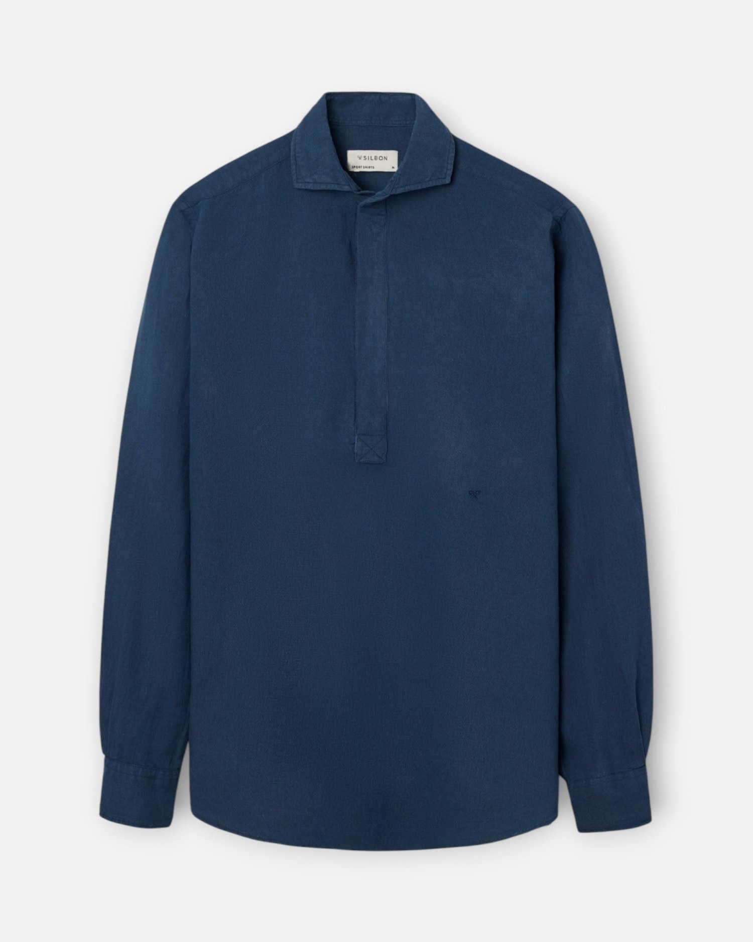 Polera lino lisa de hombre - Silbon - Azul marino Azul marino-5