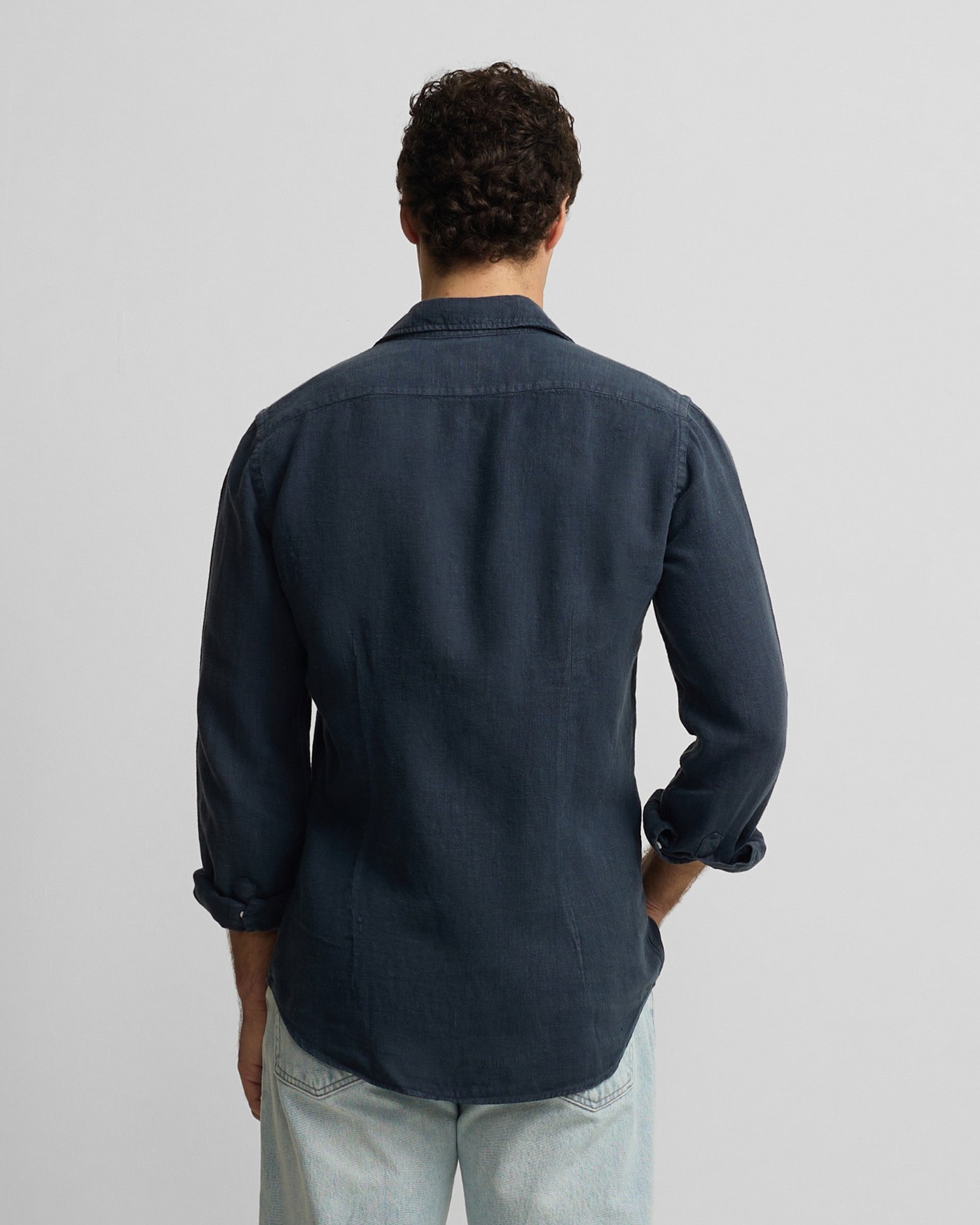 Camisa sport warm linen de hombre - Silbon - Azul marino Azul marino-2