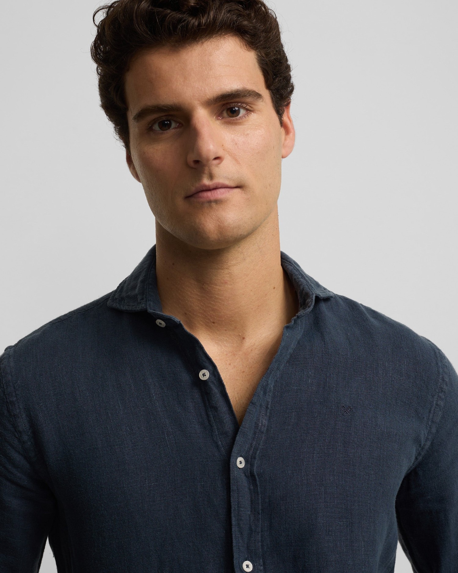 Camisa sport warm linen de hombre - Silbon - Azul marino Azul marino-3