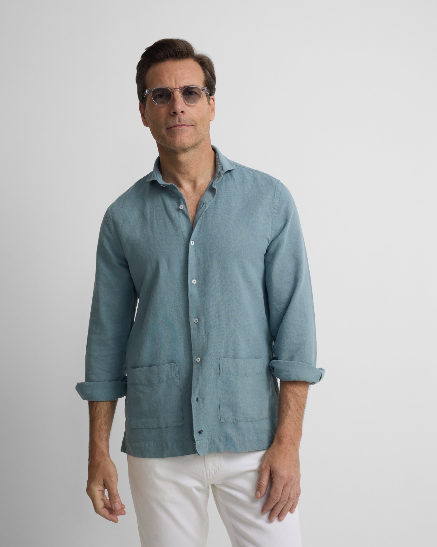 Silbon - Camisa sport pockets azul índigo de hombre.