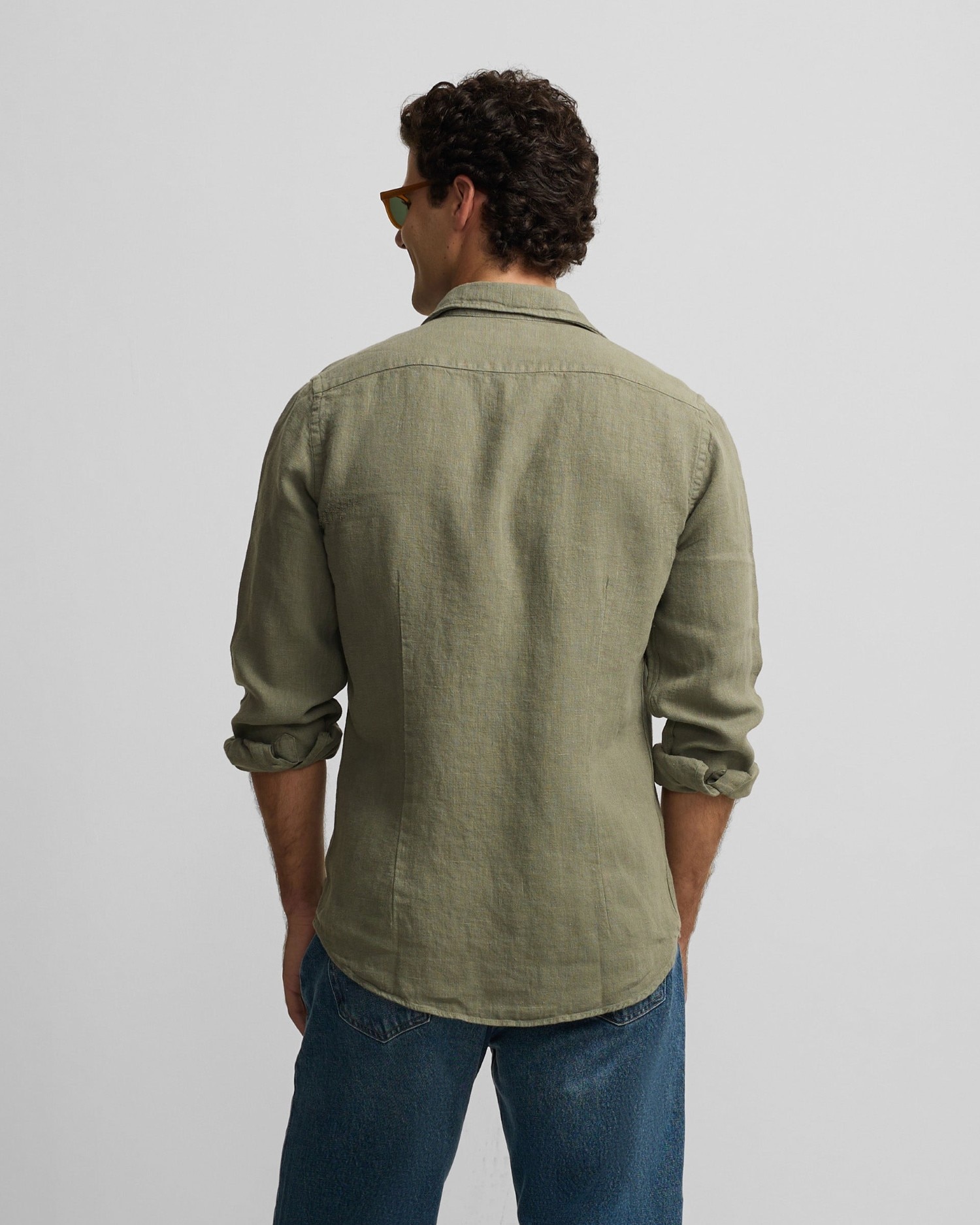 Camisa sport warm linen de hombre - Silbon - Verde Verde-2