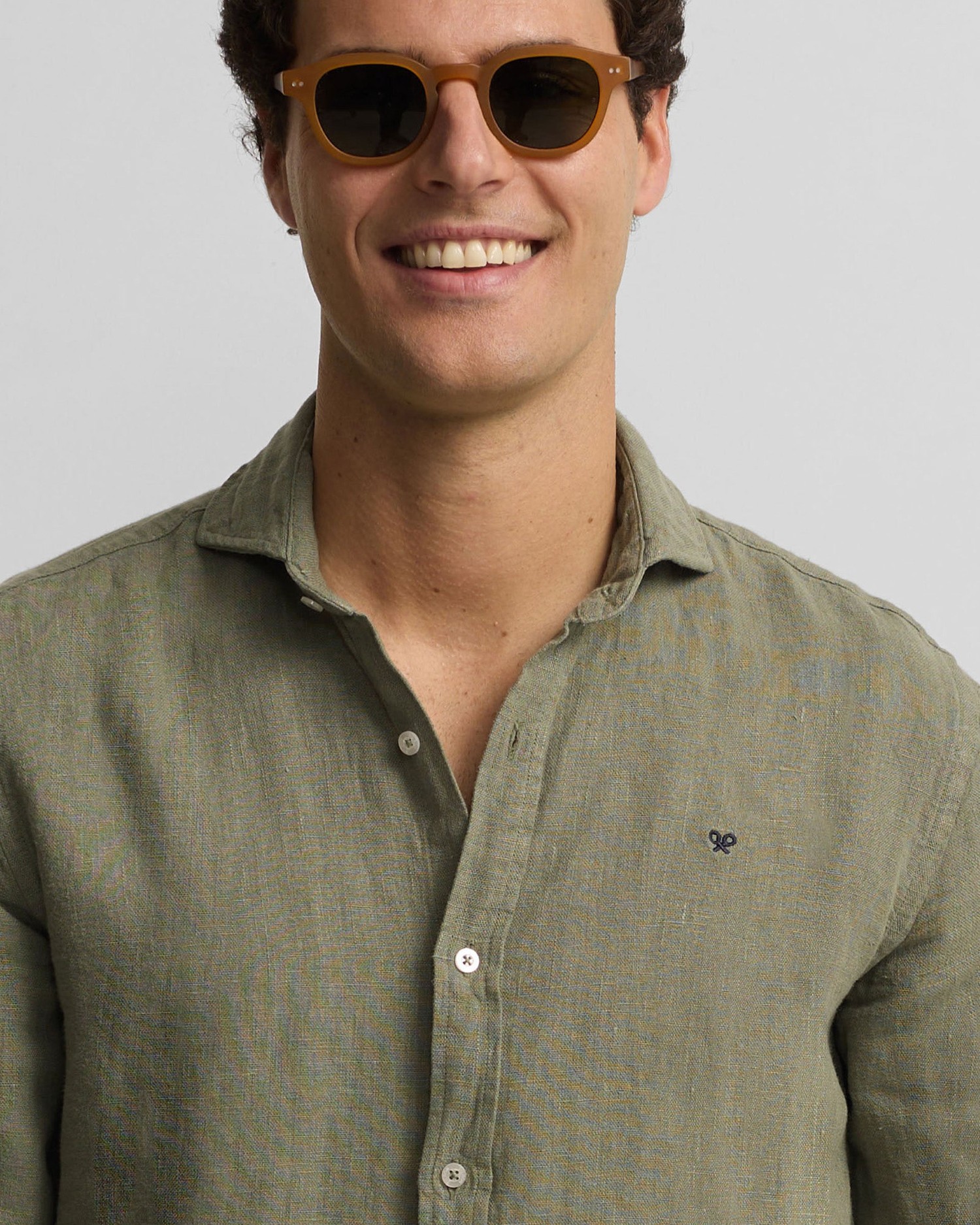 Camisa sport warm linen de hombre - Silbon - Verde Verde-3