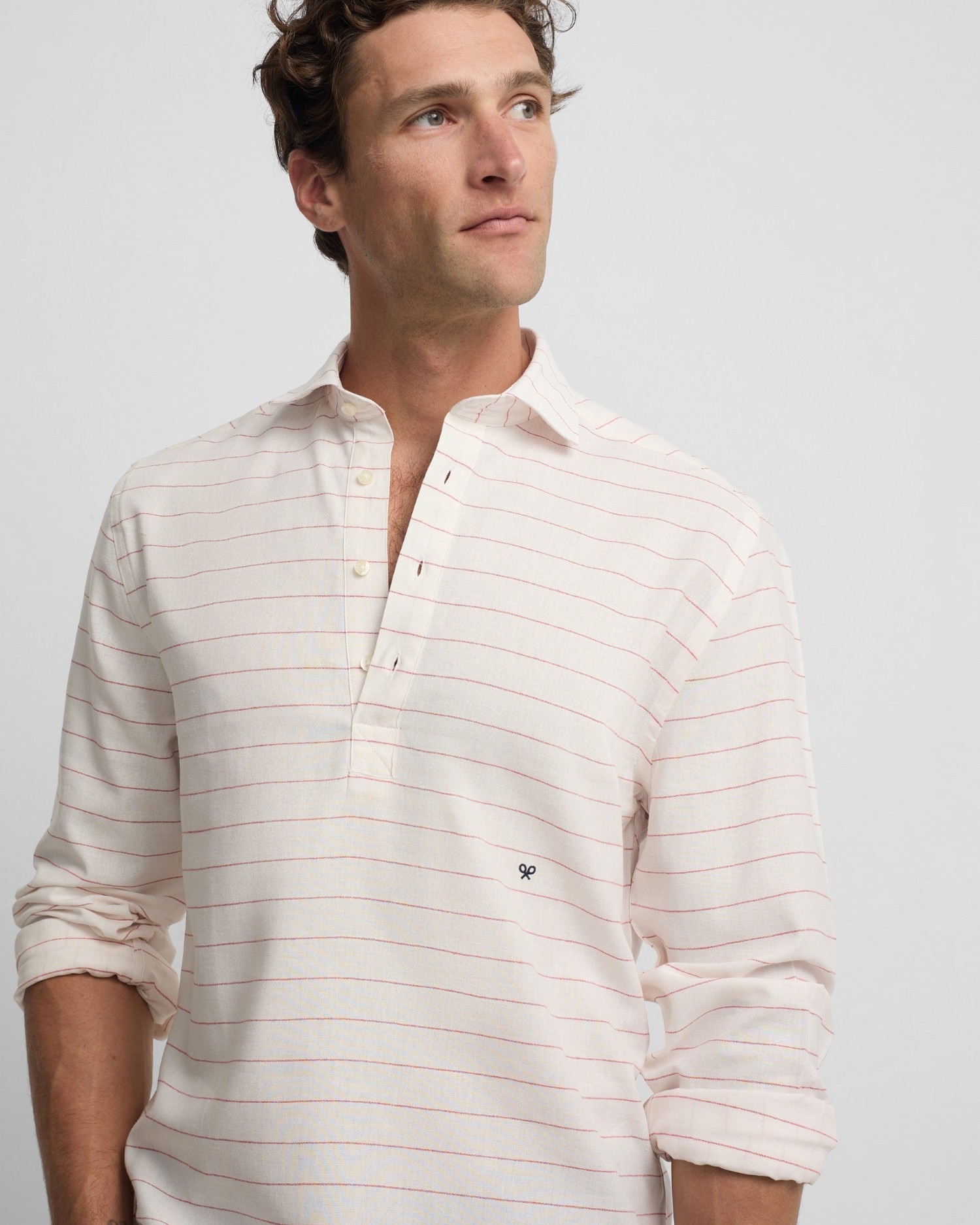 Polera sport lino rayas ancha de hombre - Silbon - Coral Coral-3