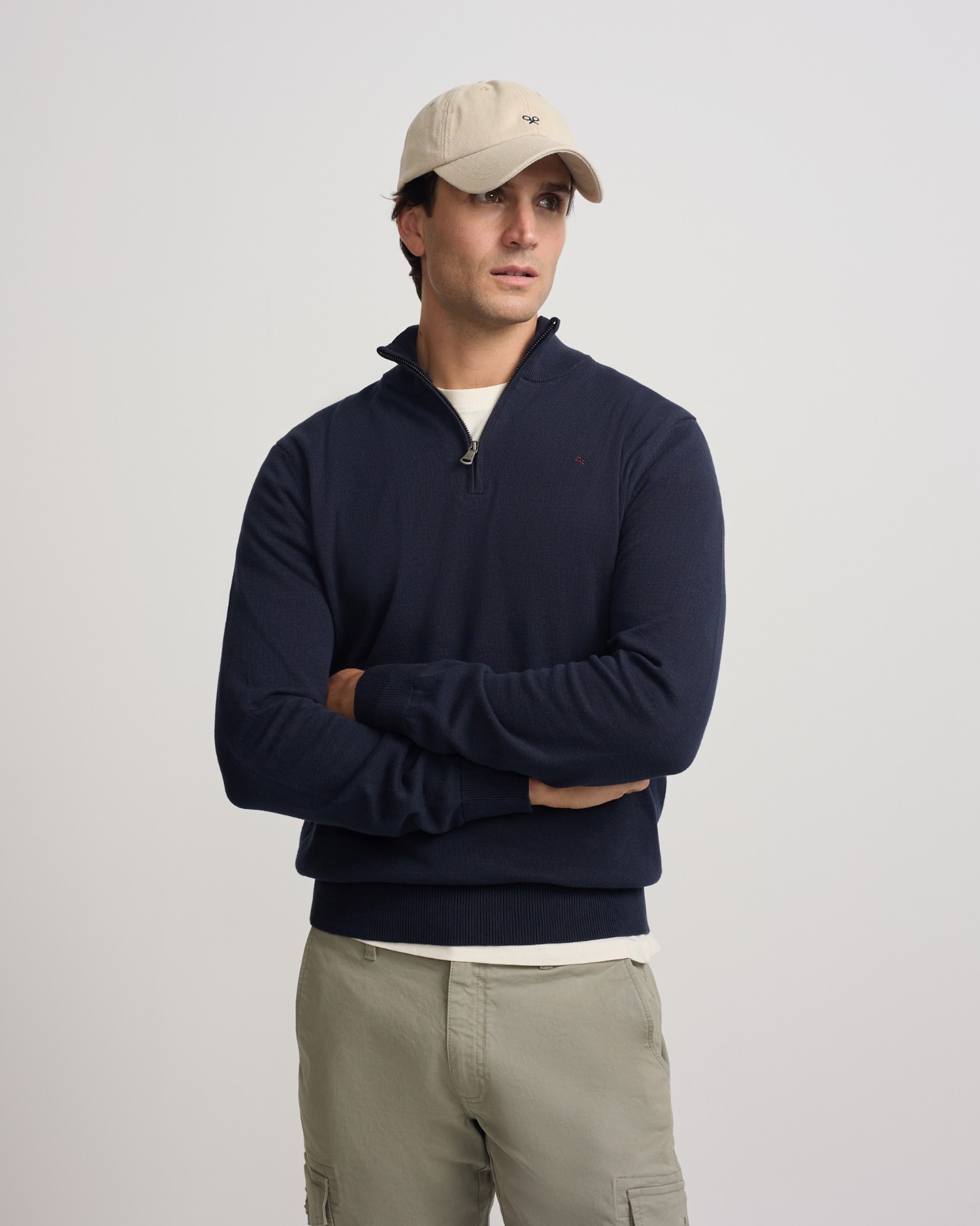 Silbon - Jersey de hombre liso media cremallera.