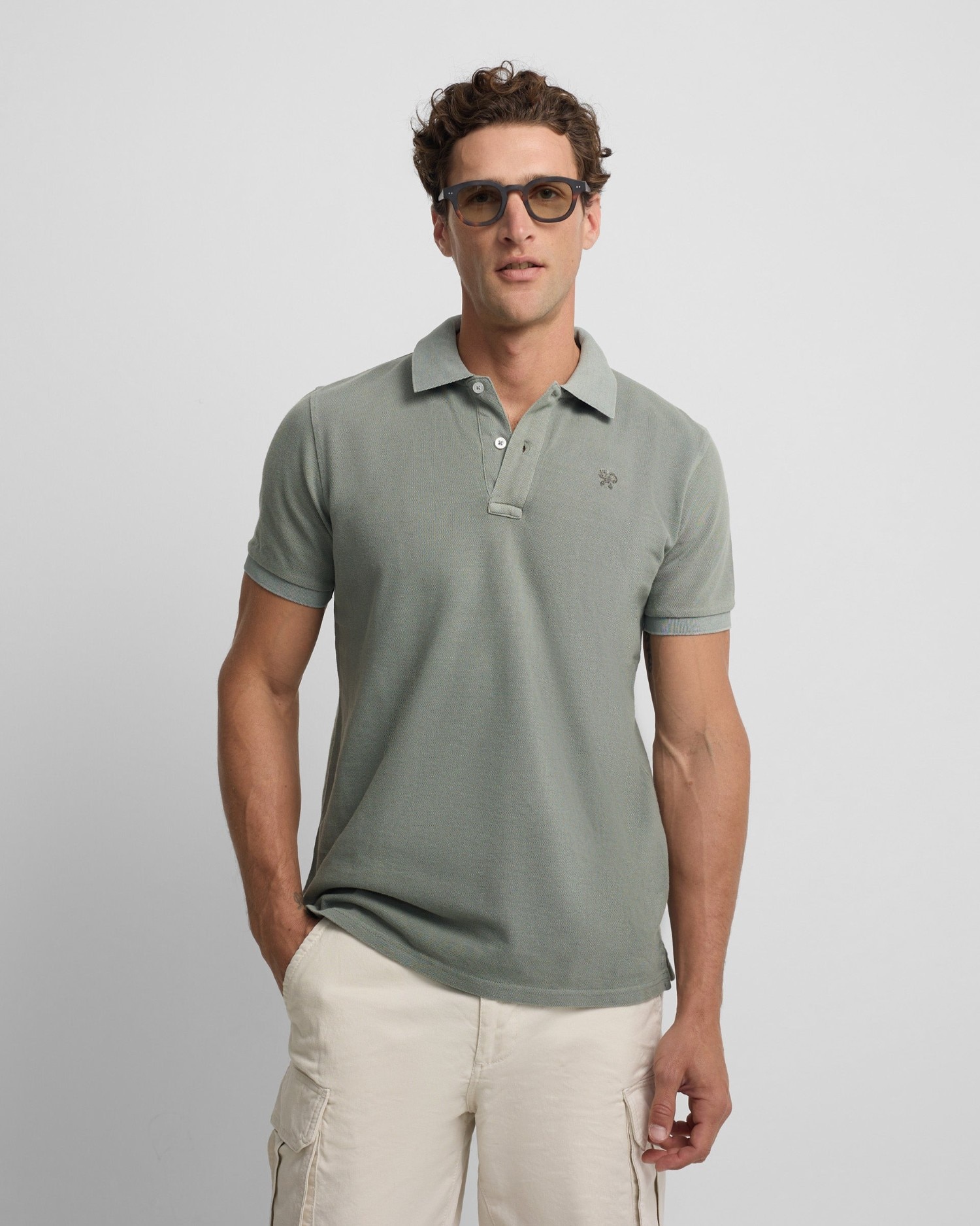 Imagen 0 de Polo clásico garment dye verde medio de hombre Verde
