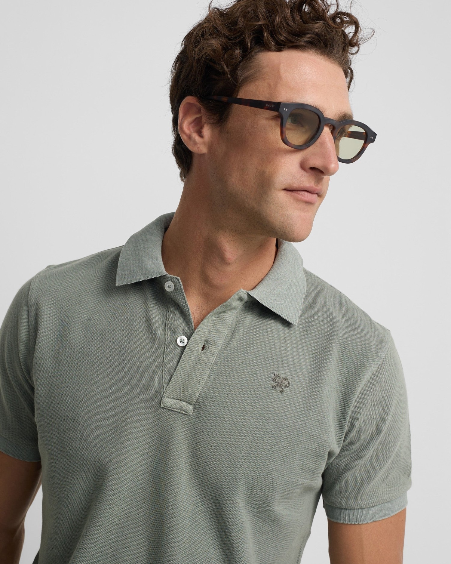 Polo clásico garment dye verde medio de hombre - Silbon - Verde Verde-3