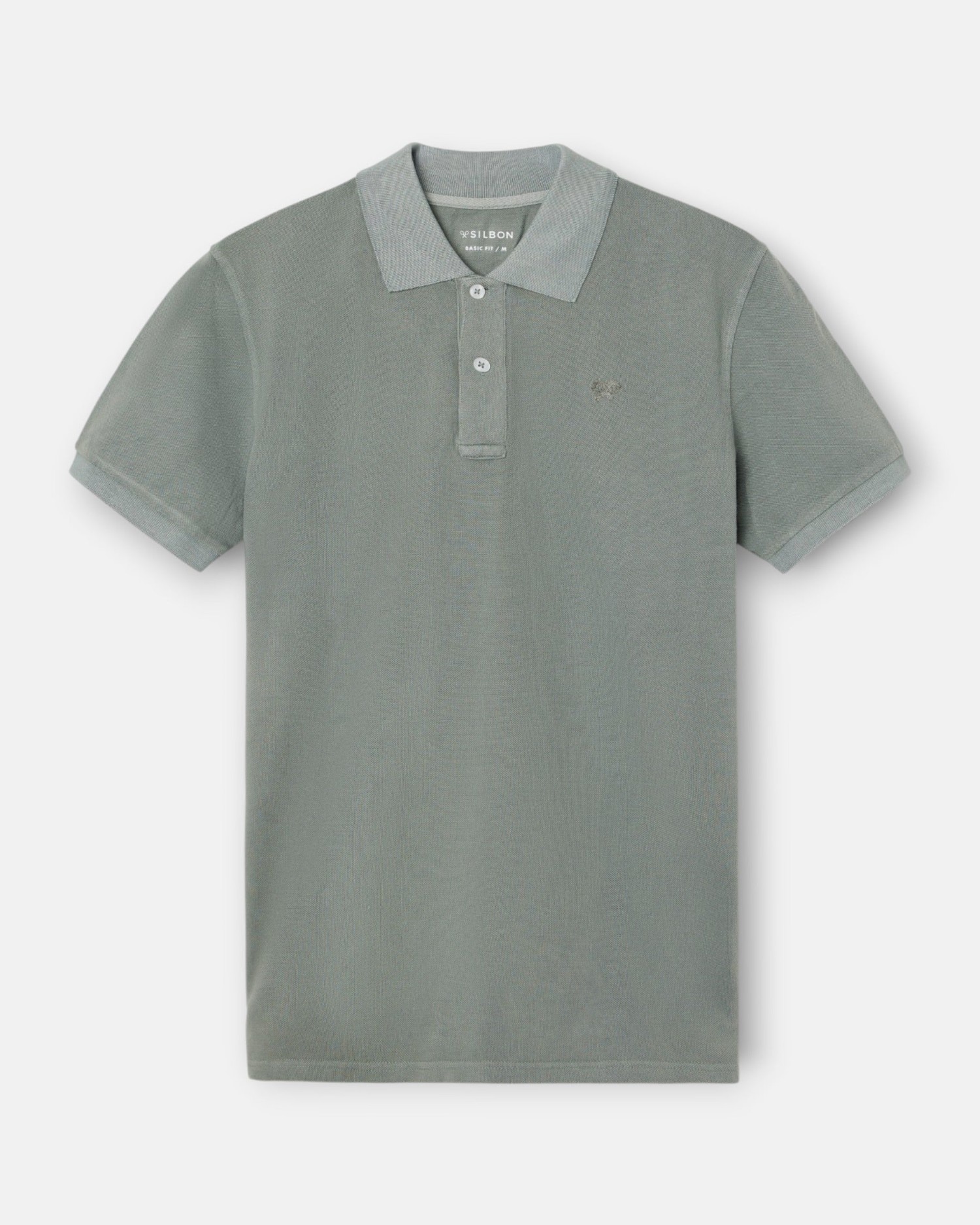 Polo clásico garment dye verde medio de hombre - Silbon - Verde Verde-5
