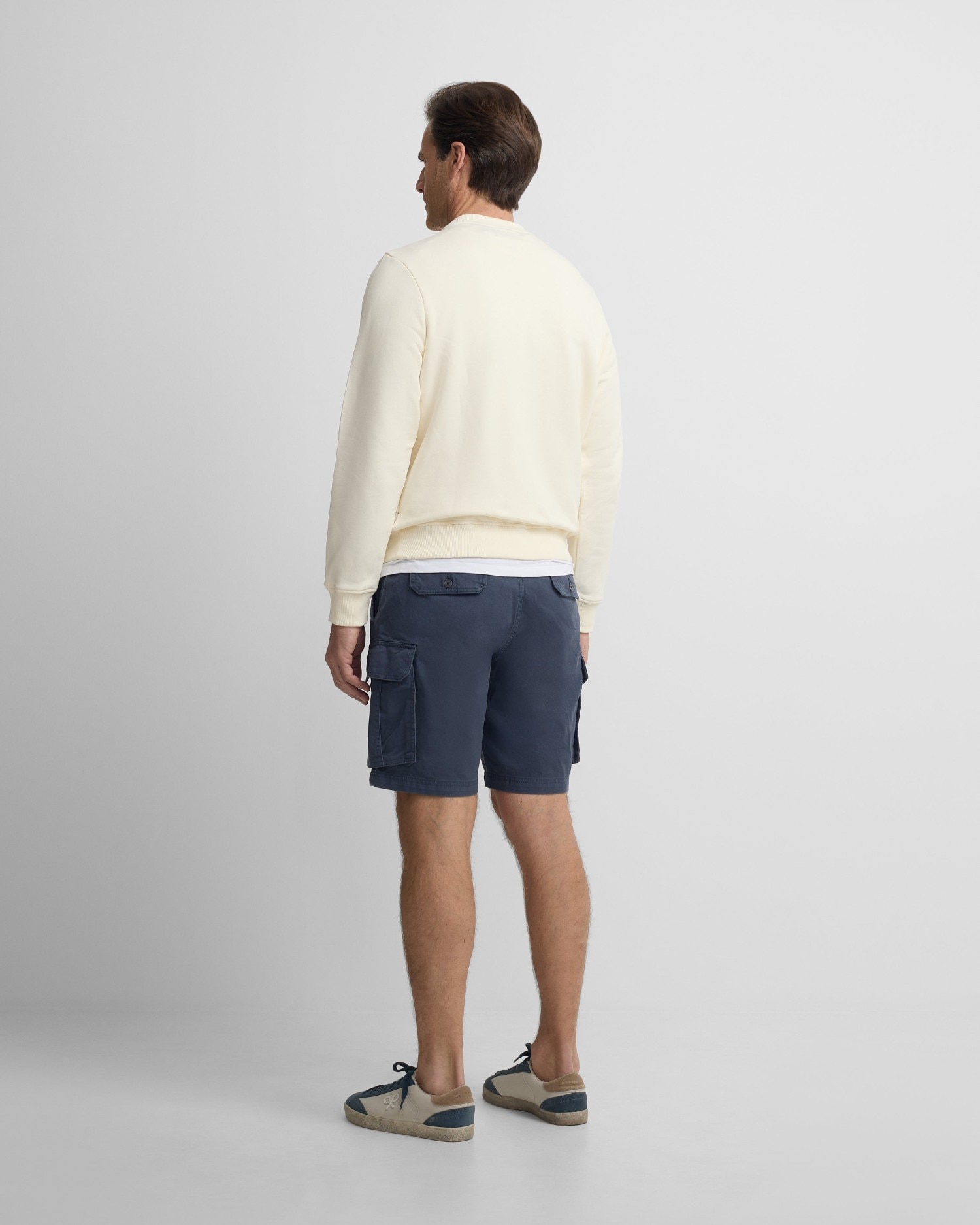 Sudadera bolsillo de hombre bordado - Silbon - Azul marino Crema-2