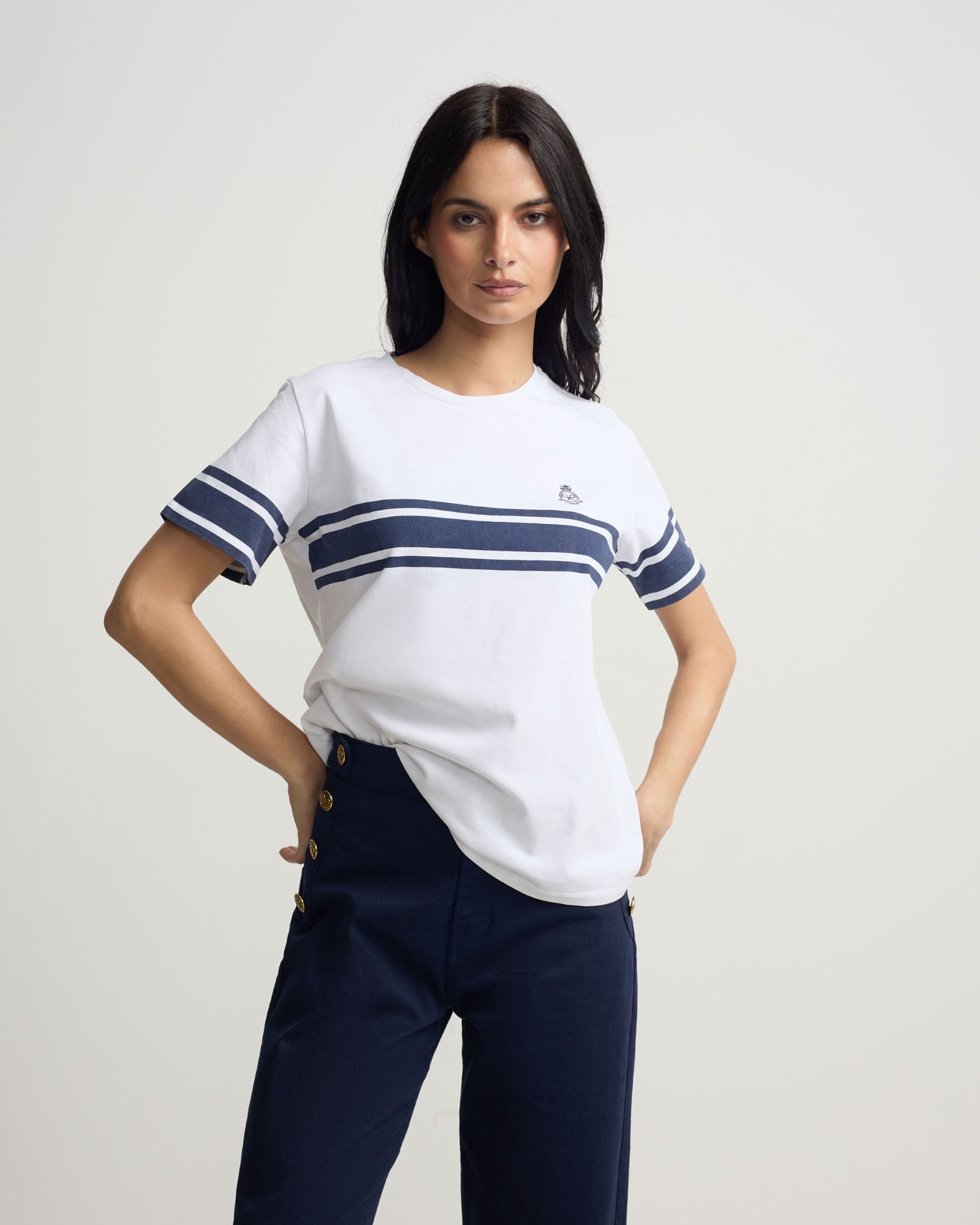 Silbon - Camiseta de mujer escudo banda azul.
