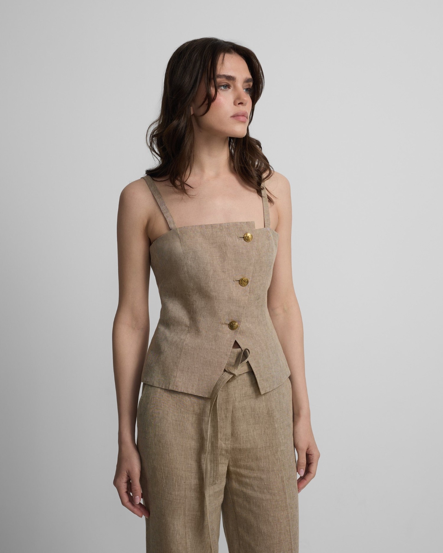 Silbon - Top palabra de honor beige.