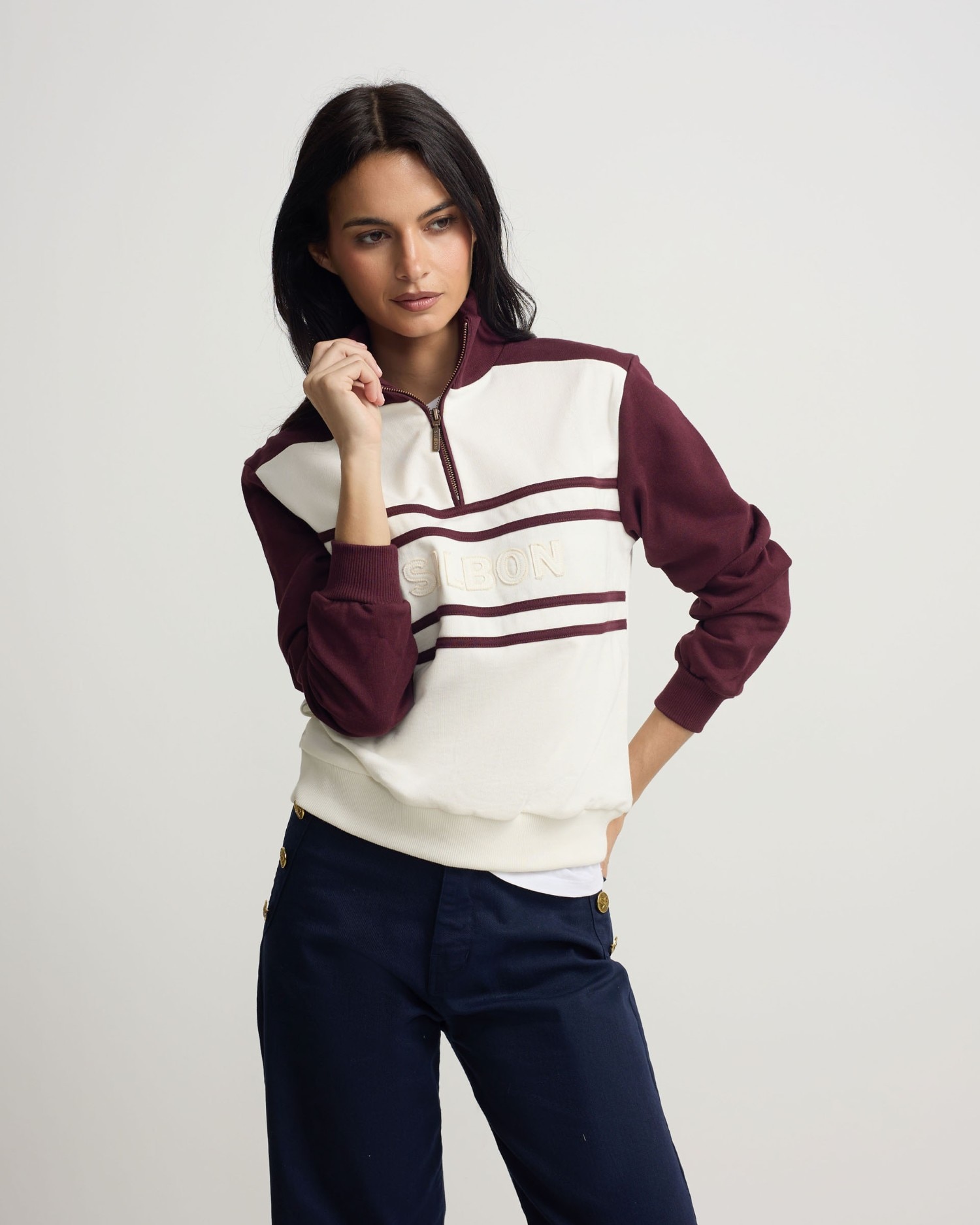 Silbon - Sudadera de mujer cremallera silbon granate.