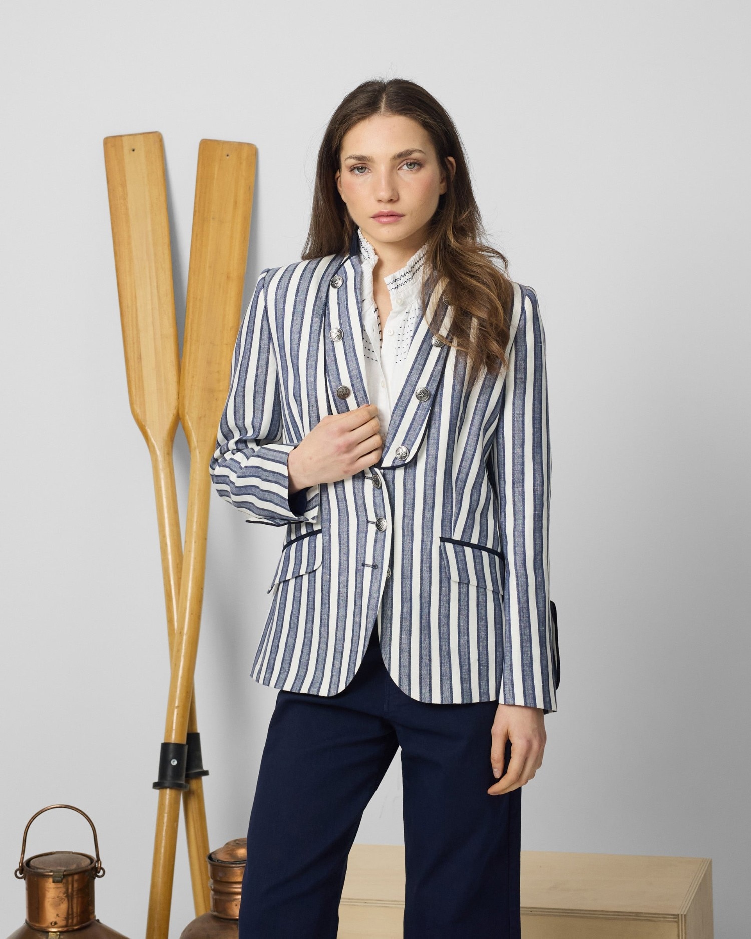 Silbon - Americana de mujer marinera rayas azules.