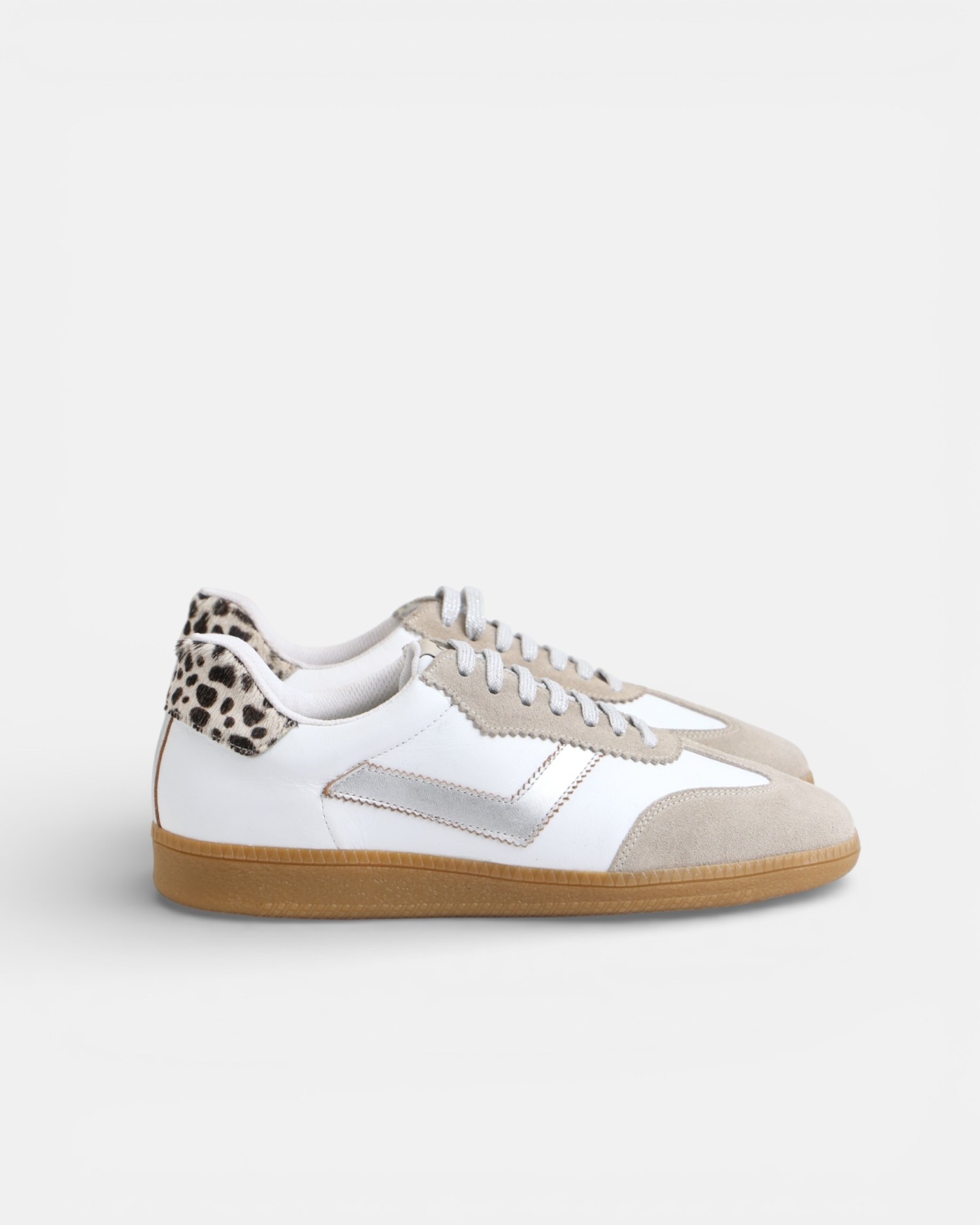 Zapatillas retro animal print piel - Silbon - Blanco Blanco-5