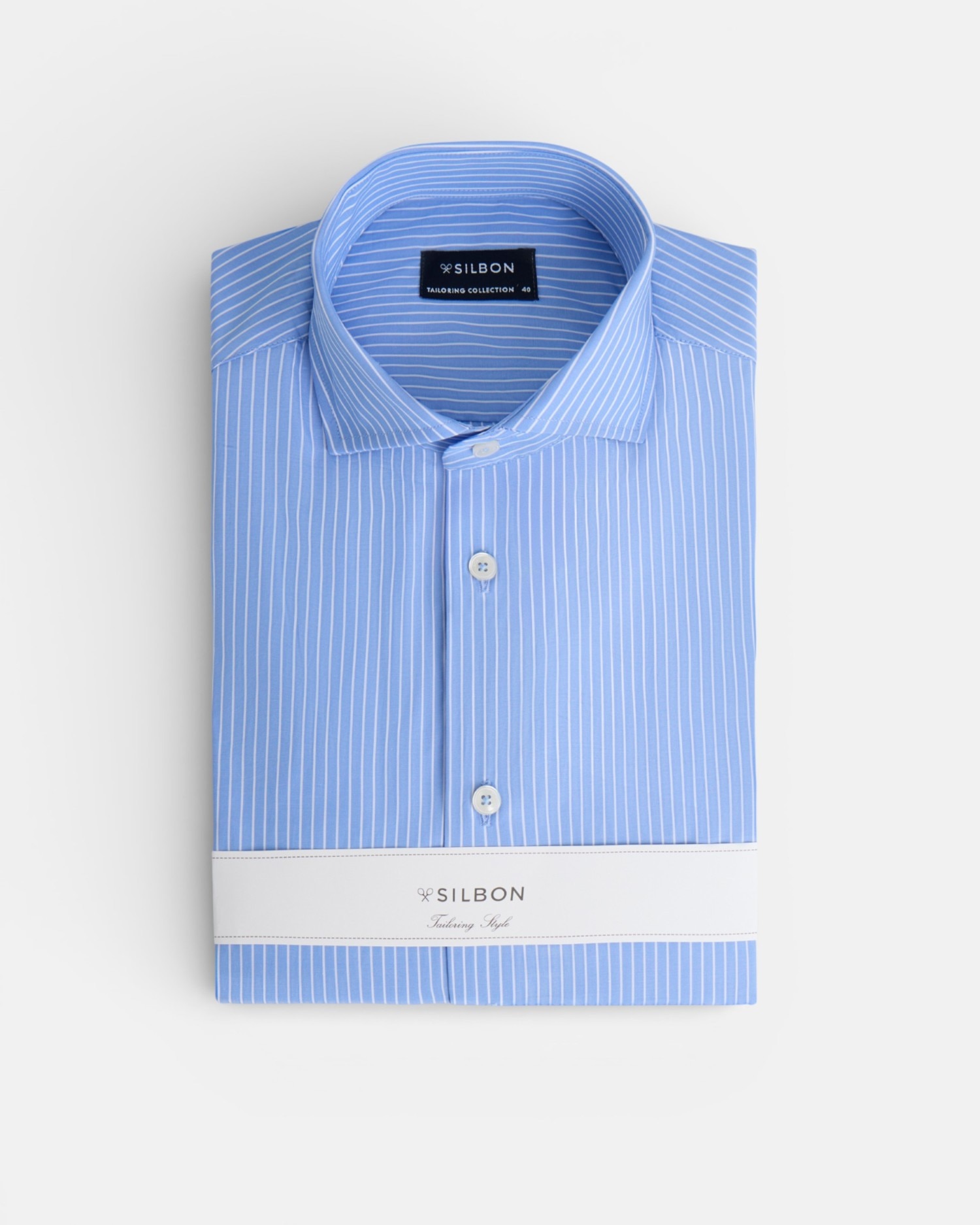 Camisa vestir raya media azul para hombre - Silbon - Azul celeste Azul celeste-1