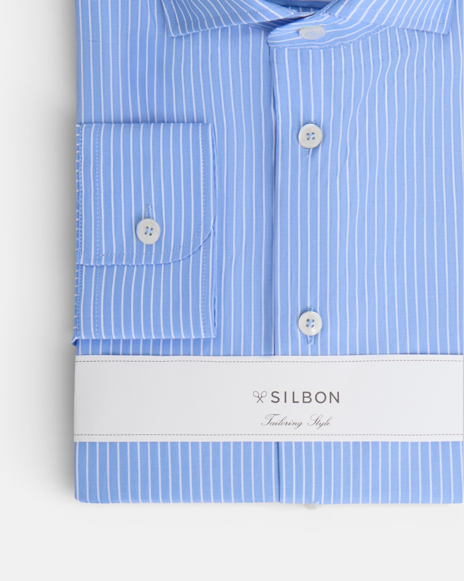 Camisa vestir raya media azul para hombre - Silbon - Azul celeste Azul celeste-2