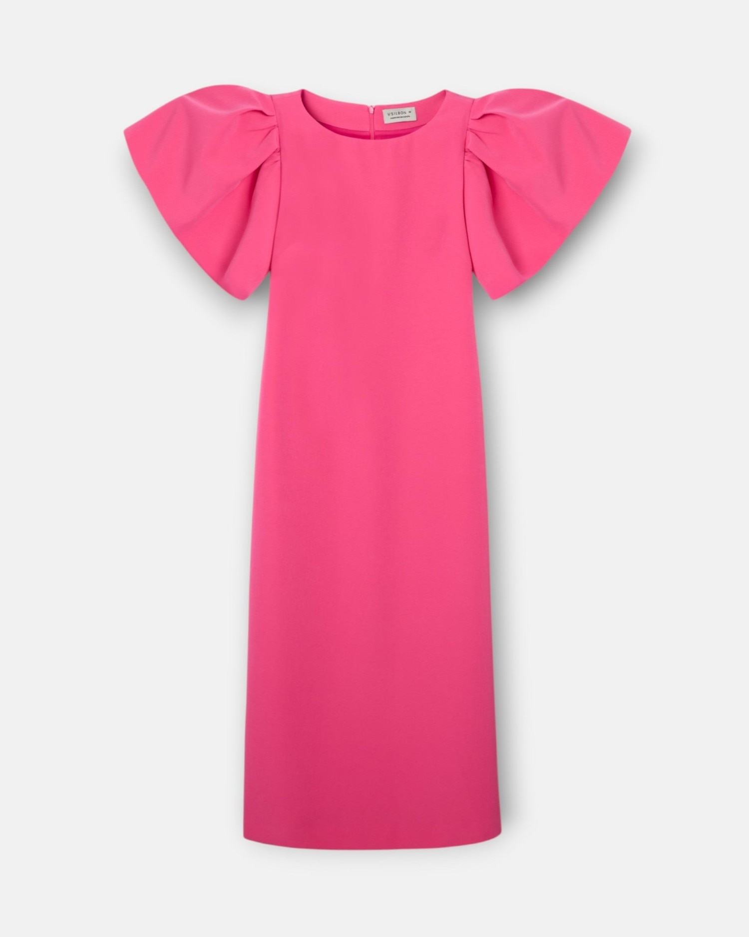 Vestido event collection midi manga abullonada - Silbon - Rosa Rosa-5