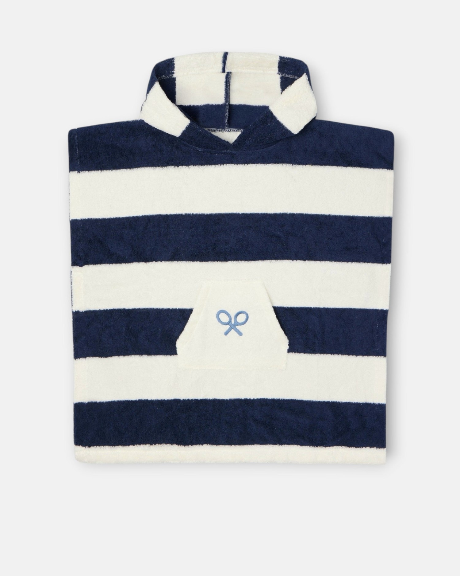 Imagen 0 de Poncho toalla de niño rayas horizontales azul marino Azul marino