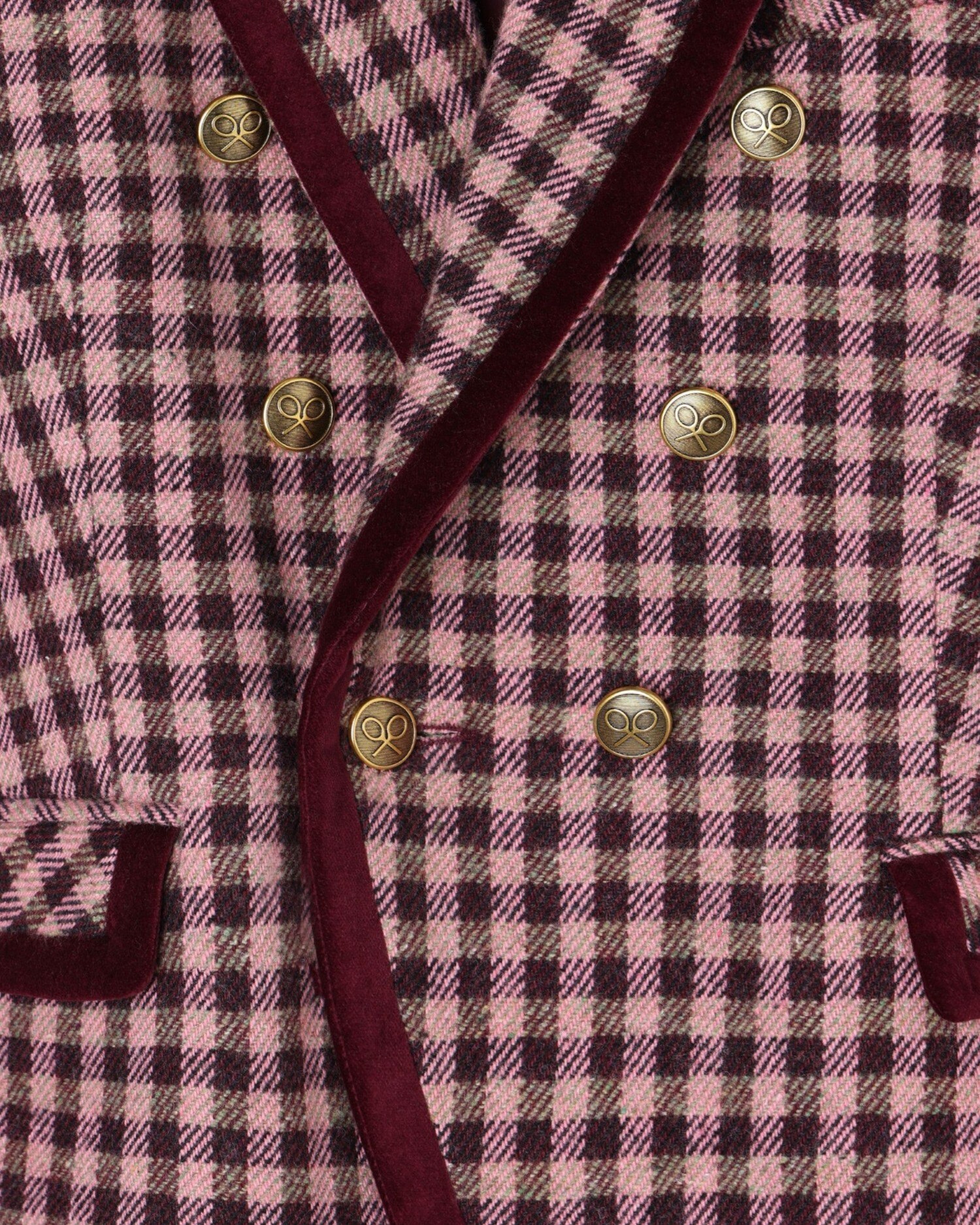 Imagen 3 de Americana cruzada ribete terciopelo cuadros vichy - Silbon - Rosa claro Rosa claro
