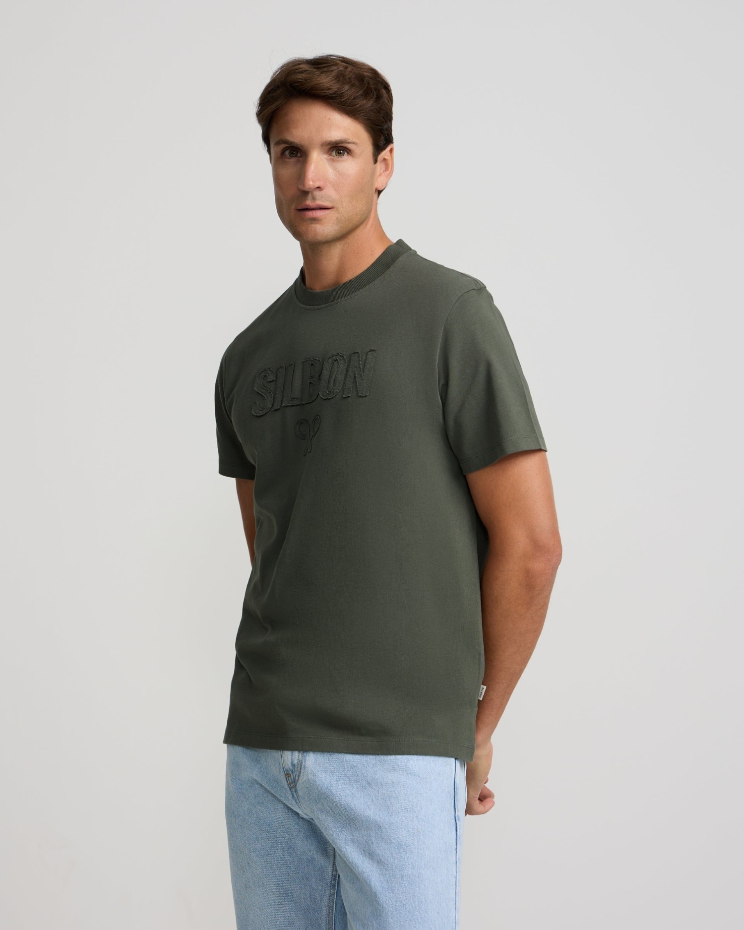 Imagen 0 de Camiseta de hombre silbon patch con logotipo en relieve Kaki