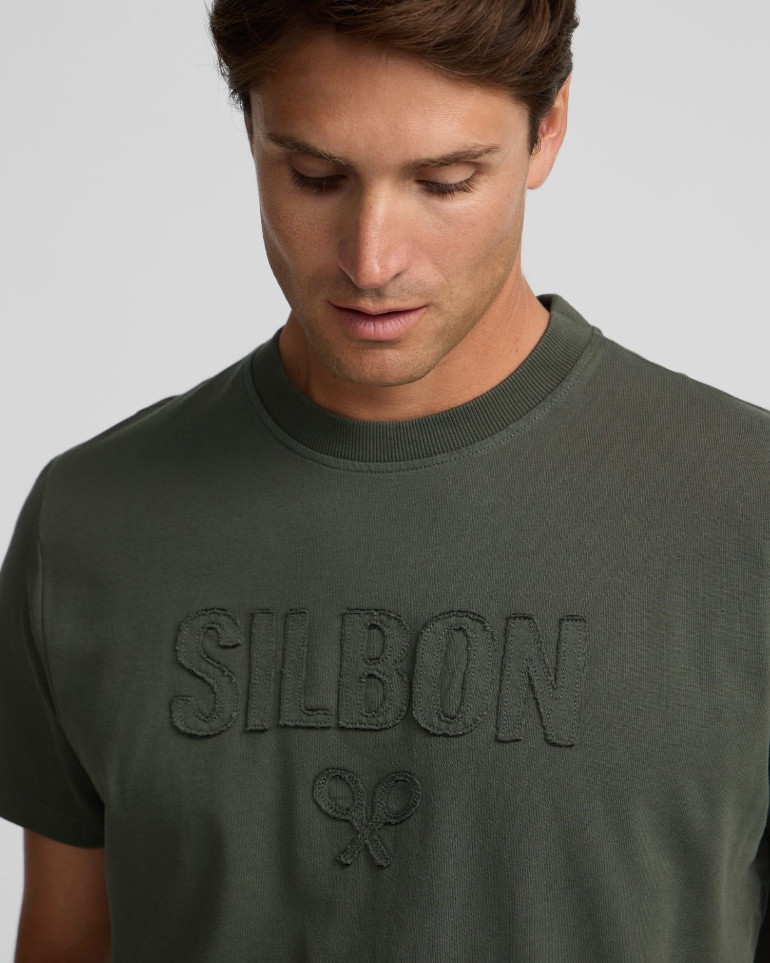 Camiseta de hombre silbon patch con logotipo en relieve - Kaki Kaki-3