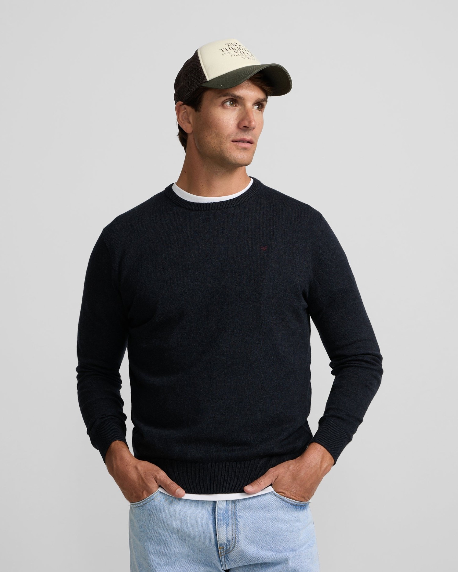 Jersey de hombre cuello redondo - Silbon - Azul marino Azul marino-1
