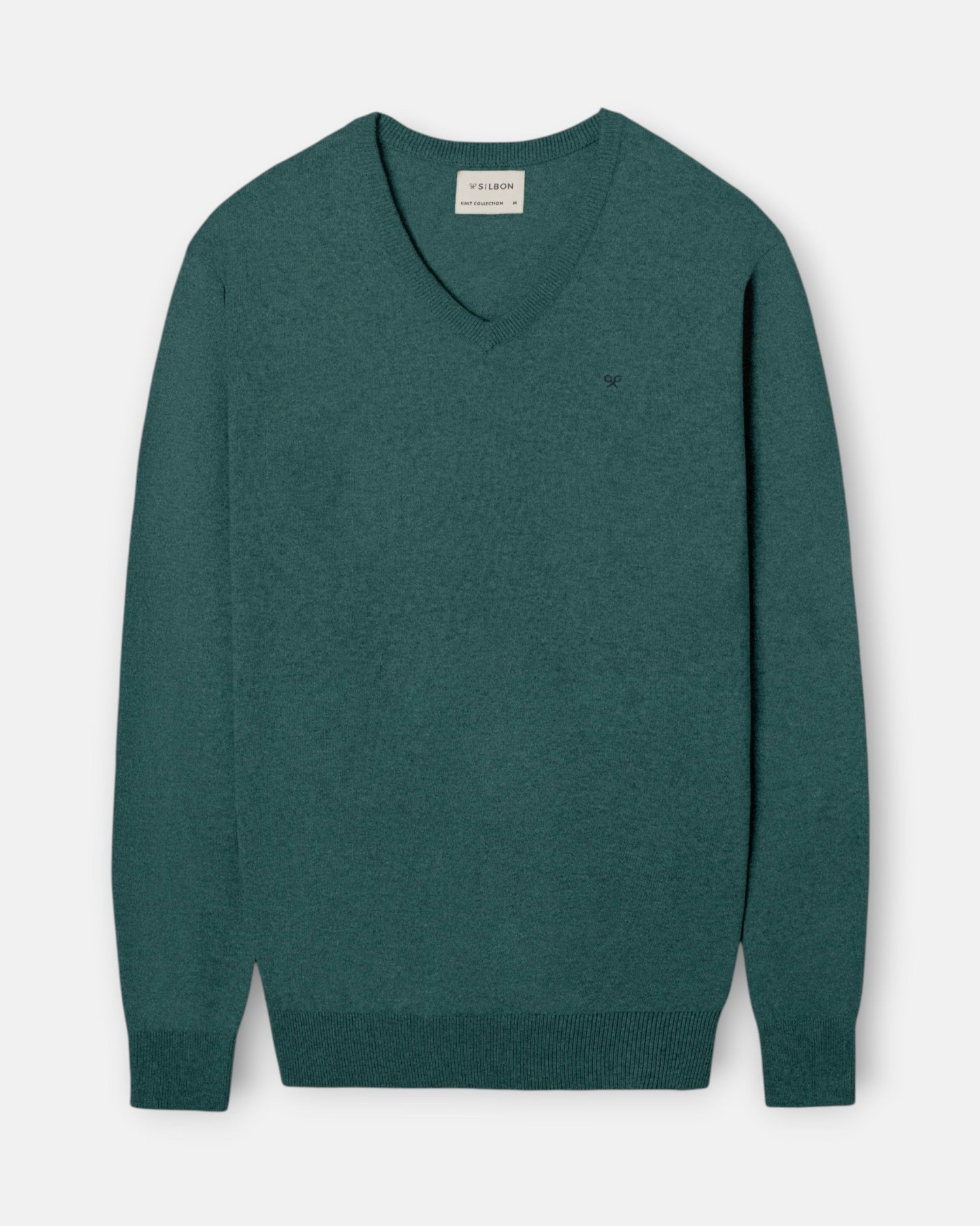 Jersey de hombre cuello pico - Silbon - Petróleo Petróleo-1